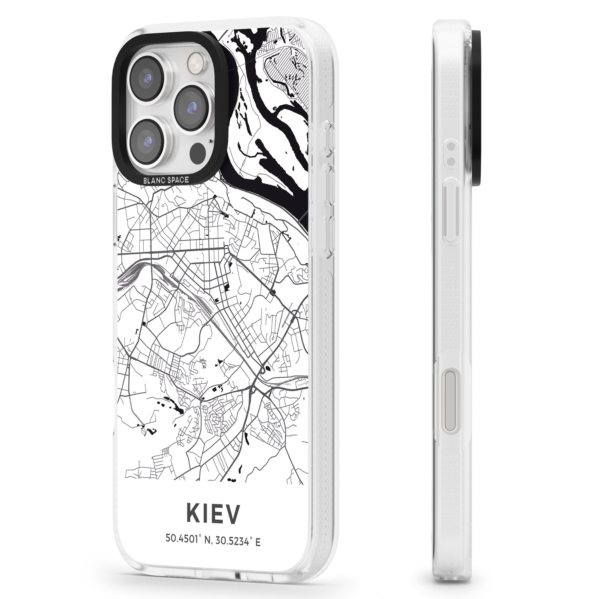 Map of Kiev, Ukraine iPhone 16 Pro Max / 16 Pro Clear Case Impact Air - Blanc Space