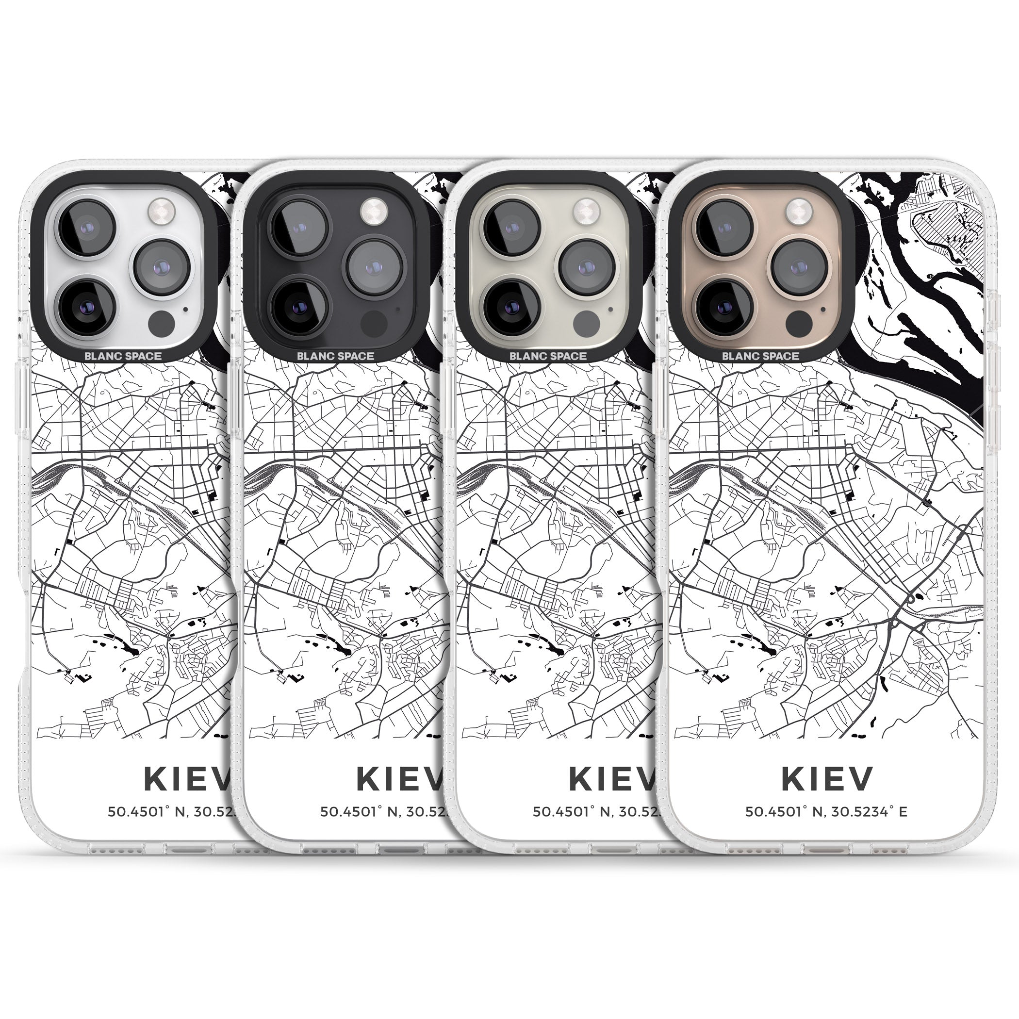 Map of Kiev, Ukraine iPhone 16 Pro Max / 16 Pro Clear Case Impact Air - Blanc Space