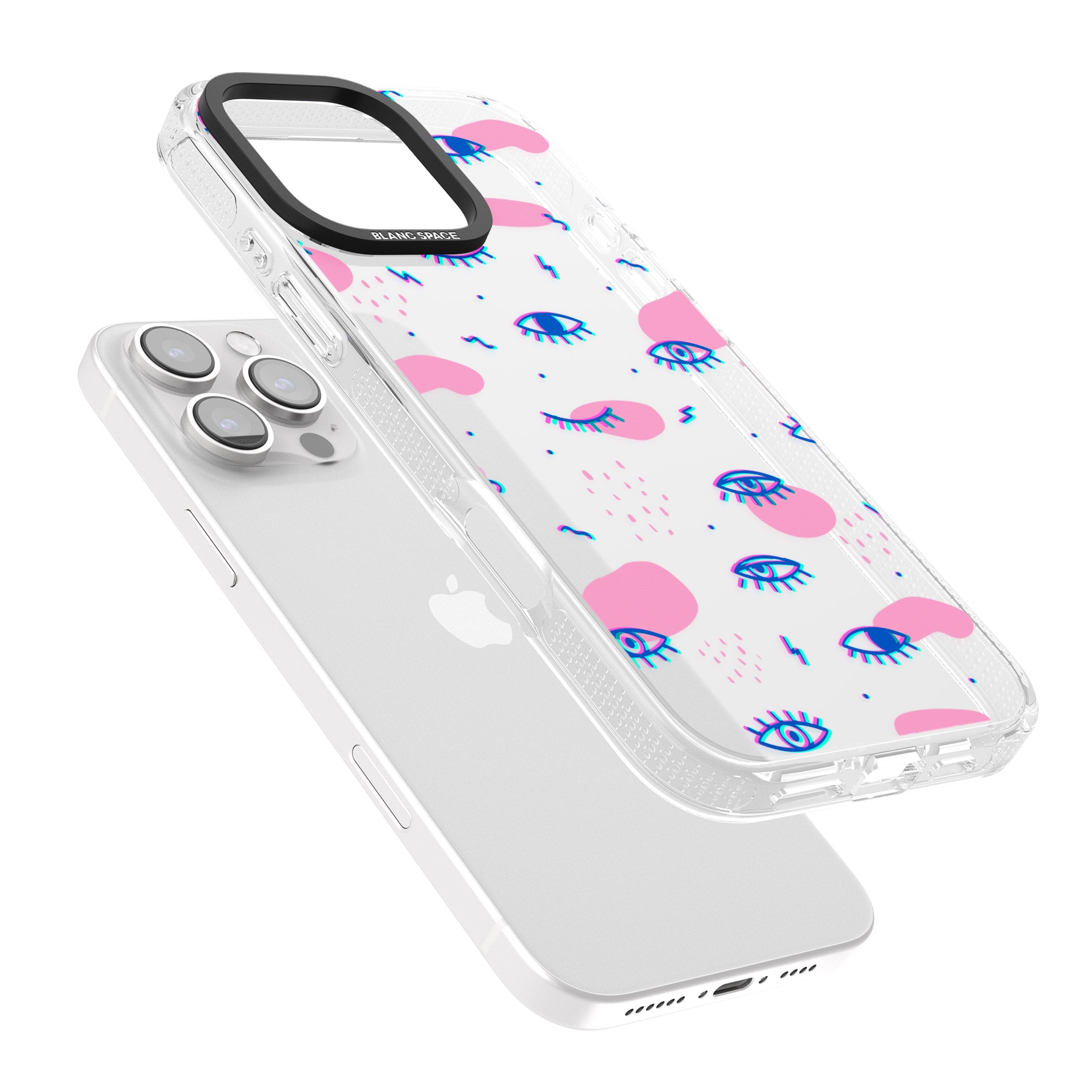 Pink Eye Blotches iPhone 16 Pro Max / 16 Pro Clear Case Impact Air - Blanc Space