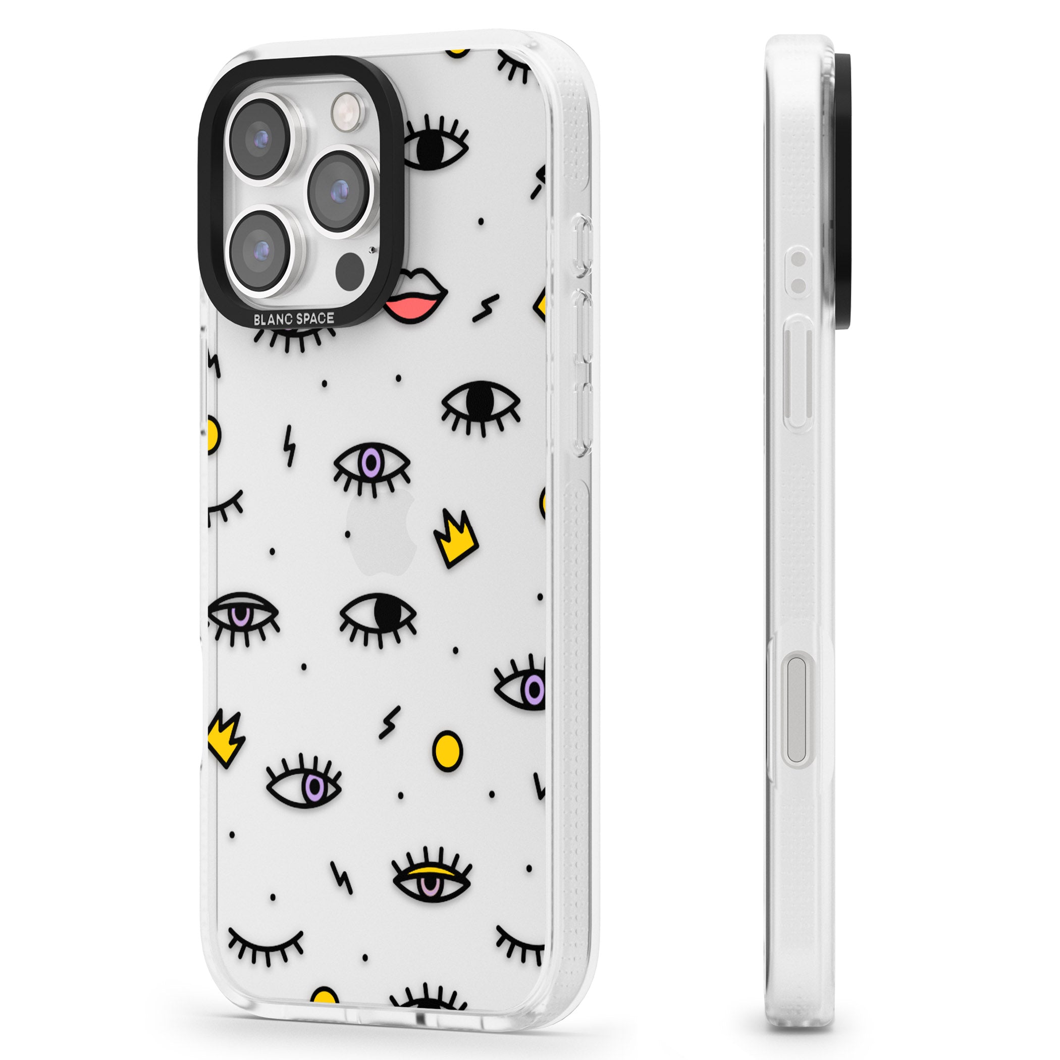 Eyes & Lips Icons iPhone 16 Pro Max / 16 Pro Clear Case Impact Air - Blanc Space