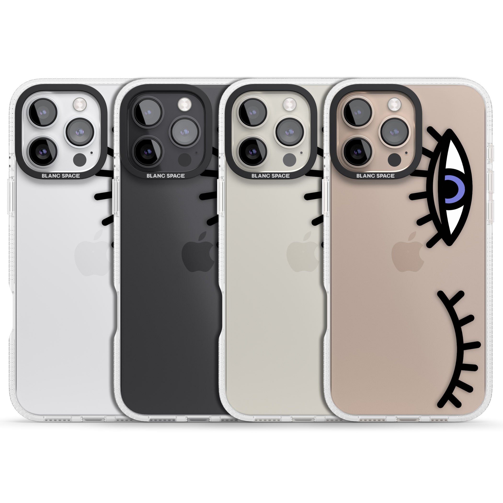 Winking Eyes Transparent Pattern iPhone 16 Pro Max / 16 Pro Clear Case Impact Air - Blanc Space