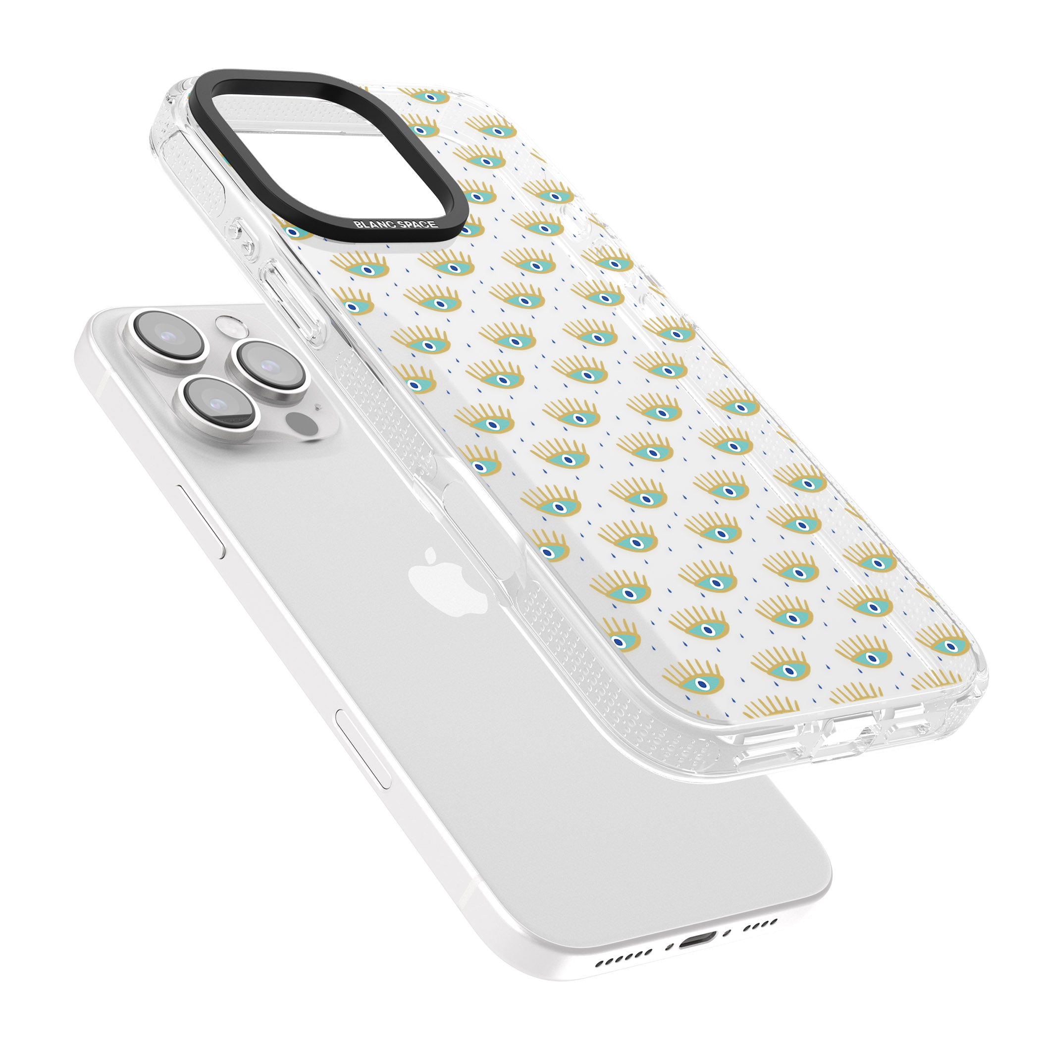 Crying Eyes (Clear) Psychedelic Eyes Pattern iPhone 16 Pro Max / 16 Pro Clear Case Impact Air - Blanc Space