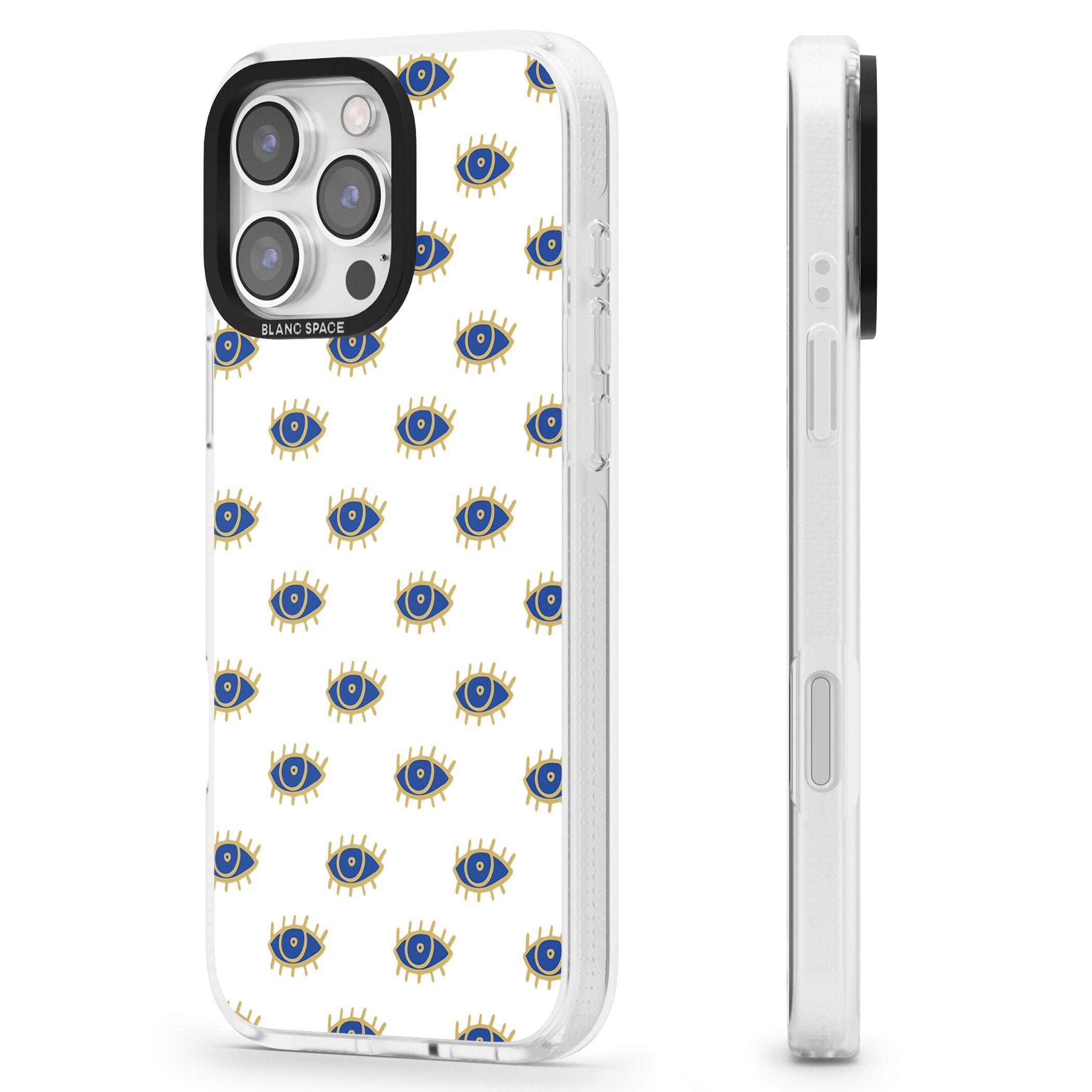 Gold Eyes Psychedelic Eyes Pattern iPhone 16 Pro Max / 16 Pro Clear Case Impact Air - Blanc Space
