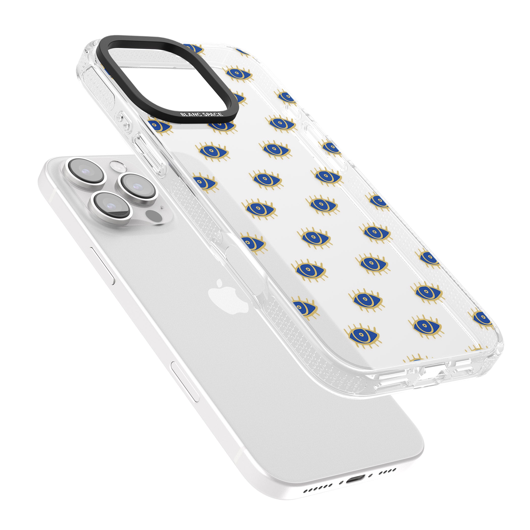 Gold Eyes (Clear) Psychedelic Eyes Pattern iPhone 16 Pro Max / 16 Pro Clear Case Impact Air - Blanc Space