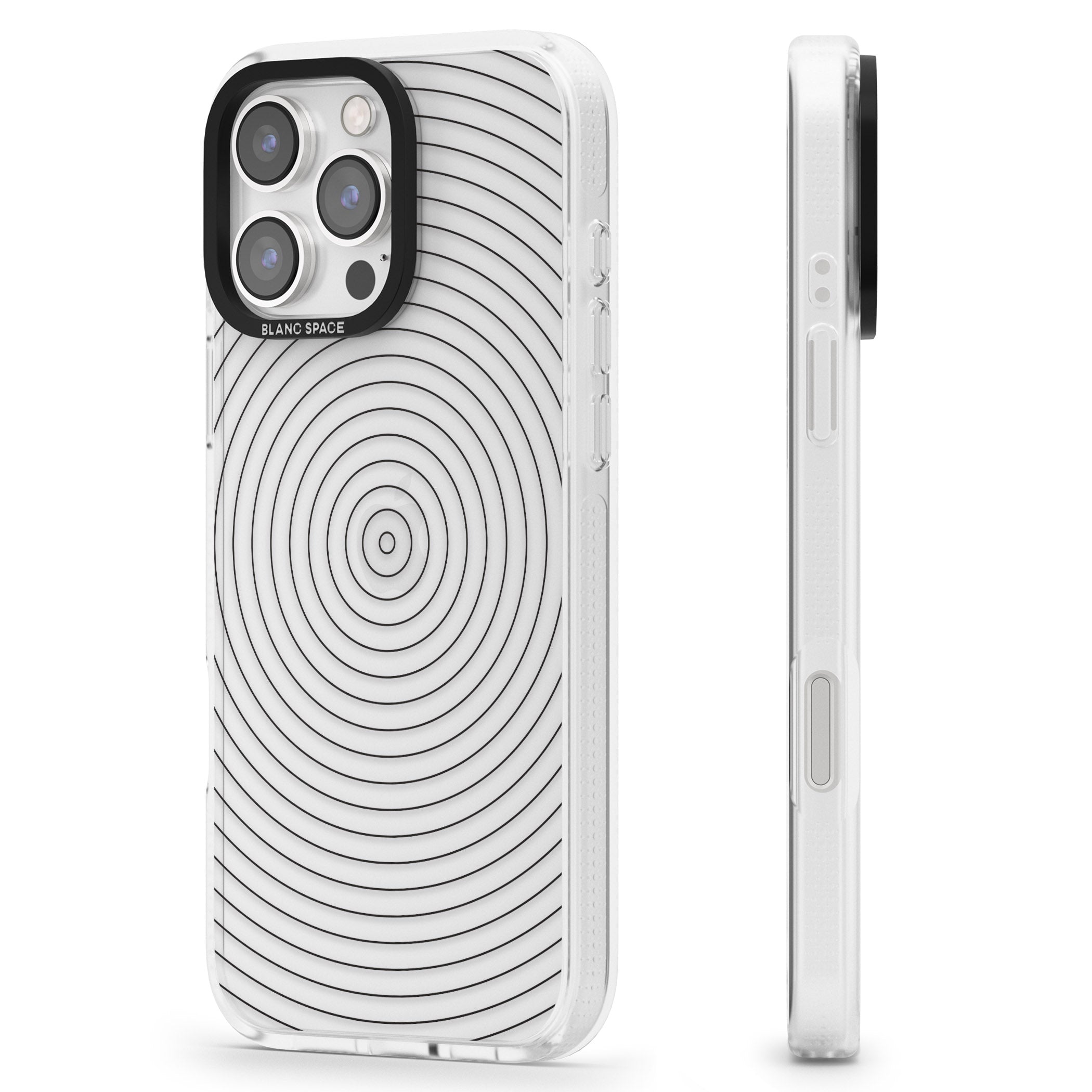 Abstract Lines: Circles iPhone 16 Pro Max / 16 Pro Clear Case Impact Air - Blanc Space