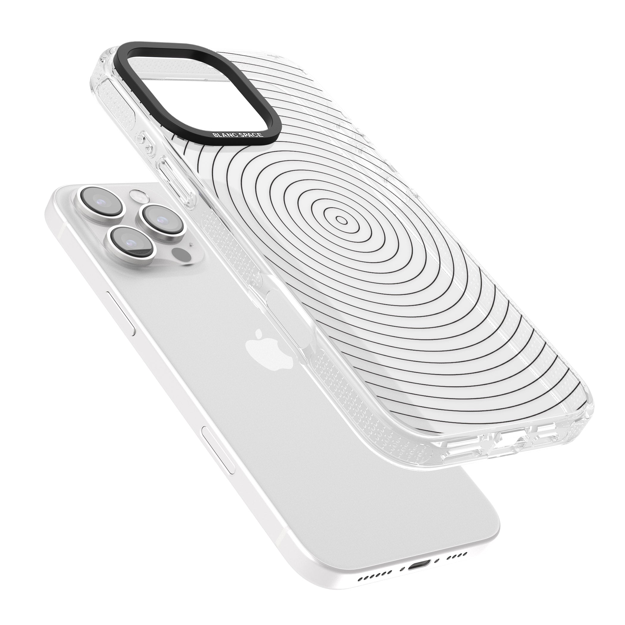 Abstract Lines: Circles iPhone 16 Pro Max / 16 Pro Clear Case Impact Air - Blanc Space