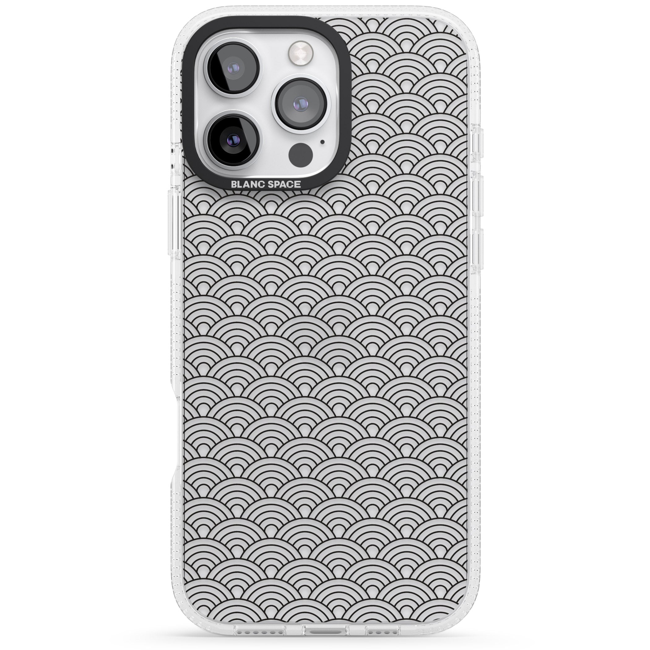 Abstract Lines: Scalloped Pattern iPhone 16 Pro Max / 16 Pro Clear Case Impact Air - Blanc Space