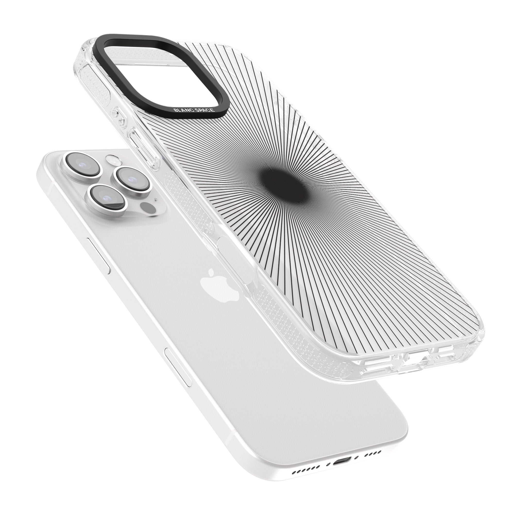 Abstract Lines: Sunburst iPhone 16 Pro Max / 16 Pro Clear Case Impact Air - Blanc Space