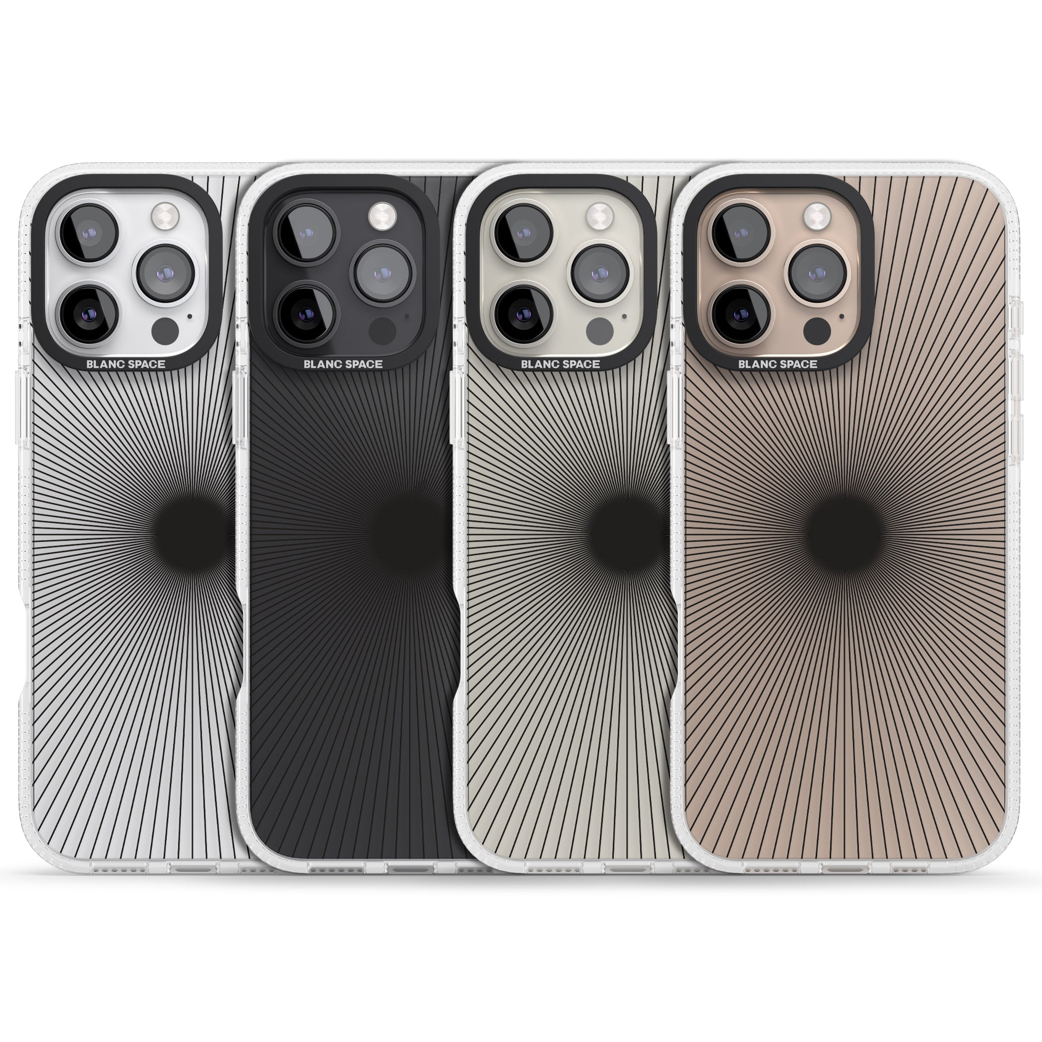 Abstract Lines: Sunburst iPhone 16 Pro Max / 16 Pro Clear Case Impact Air - Blanc Space