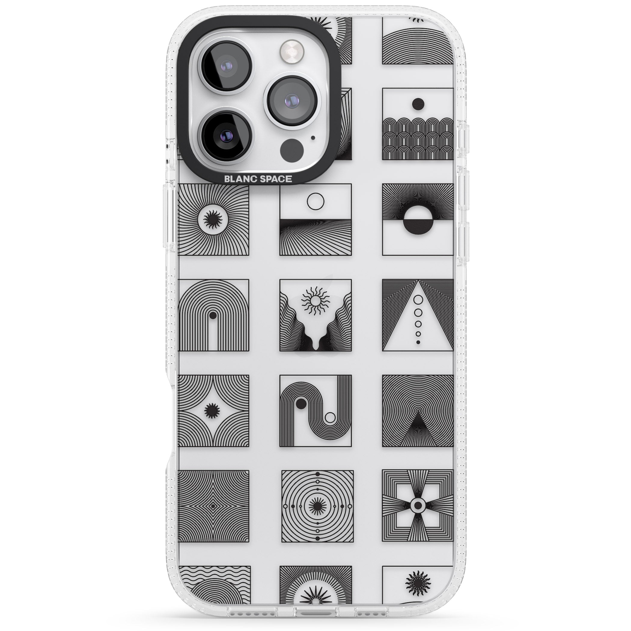Abstract Lines: Mixed Pattern #1 iPhone 16 Pro Max / 16 Pro Clear Case Impact Air - Blanc Space