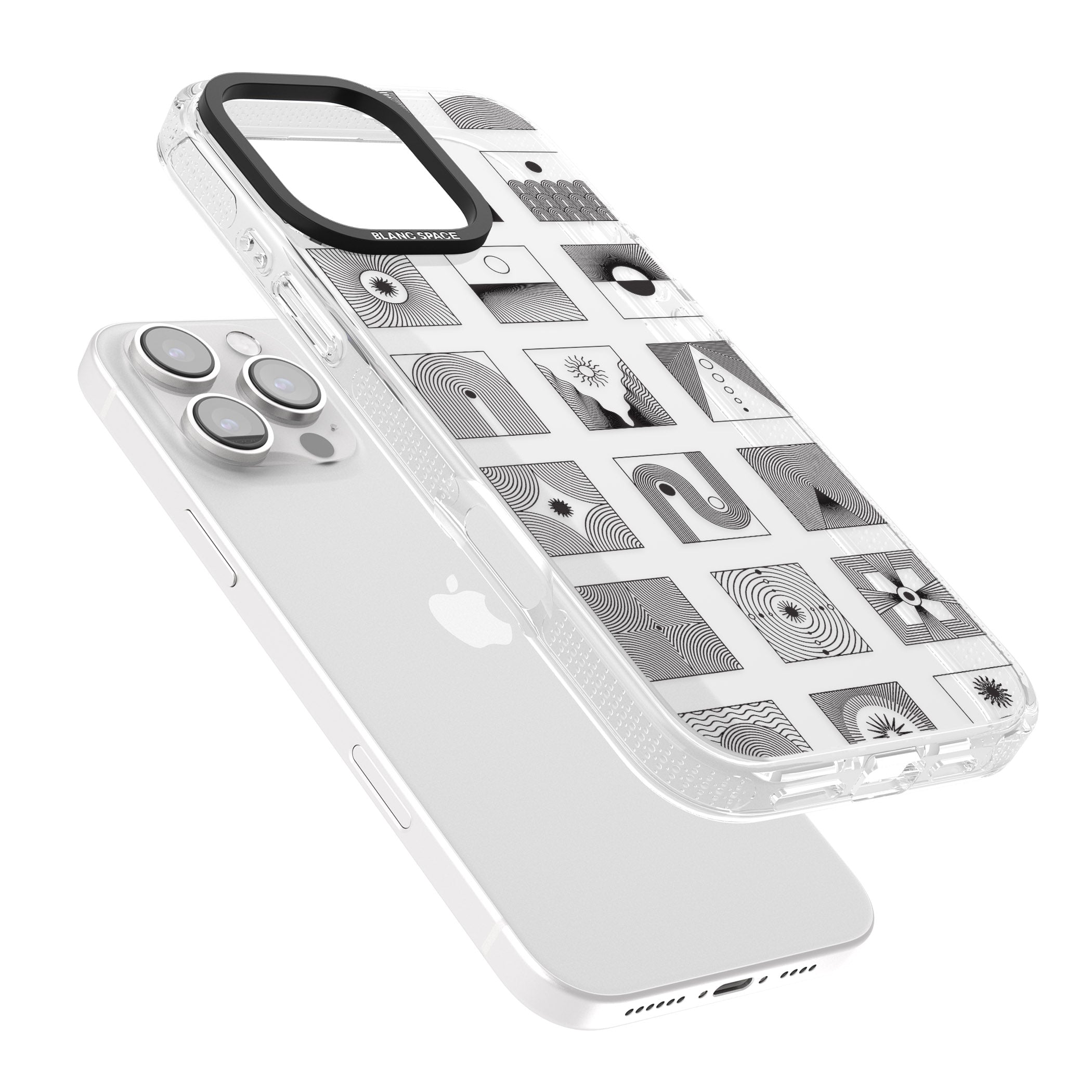 Abstract Lines: Mixed Pattern #1 iPhone 16 Pro Max / 16 Pro Clear Case Impact Air - Blanc Space