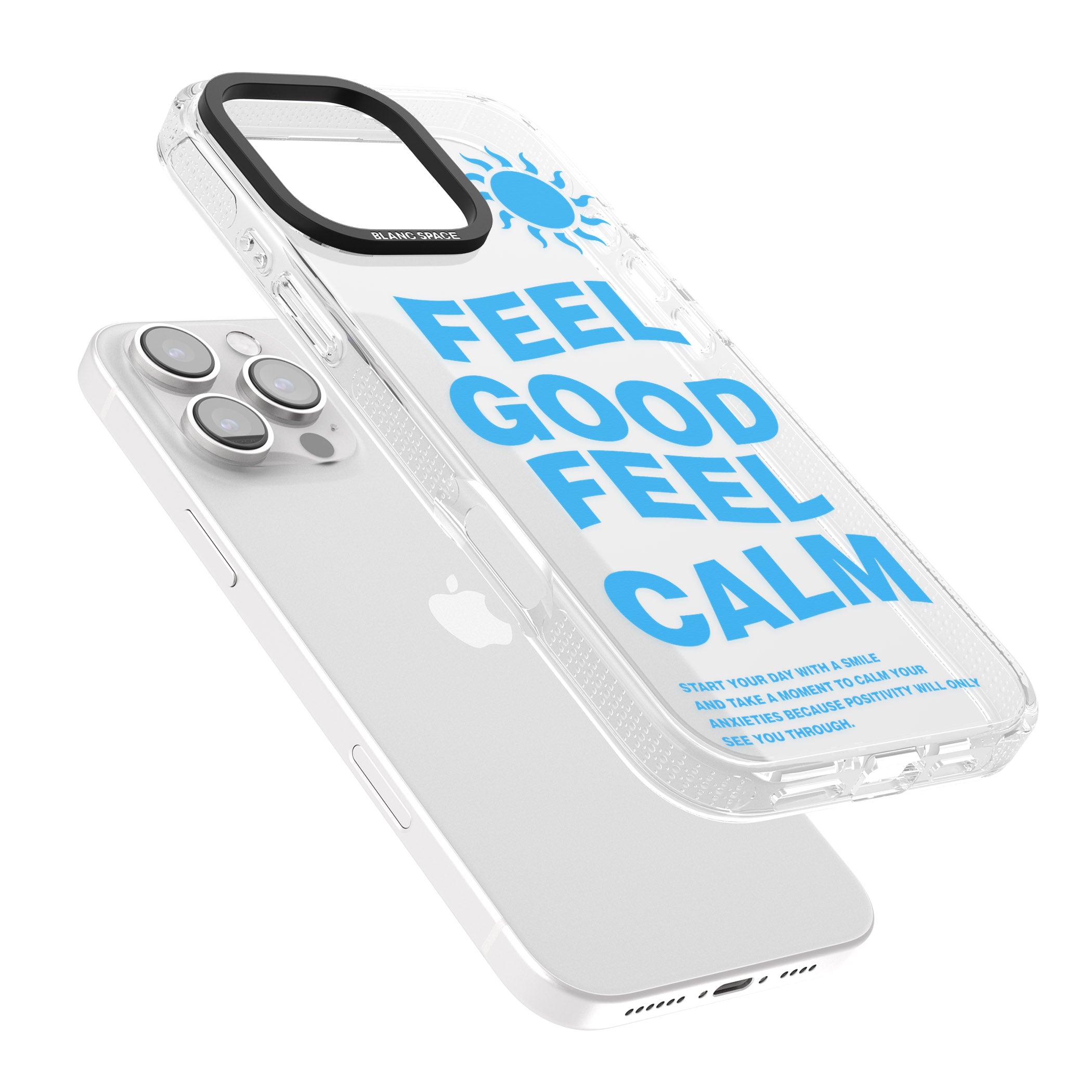 Feel Good Feel Calm (Blue) iPhone 16 Pro Max / 16 Pro Clear Case Impact Air - Blanc Space