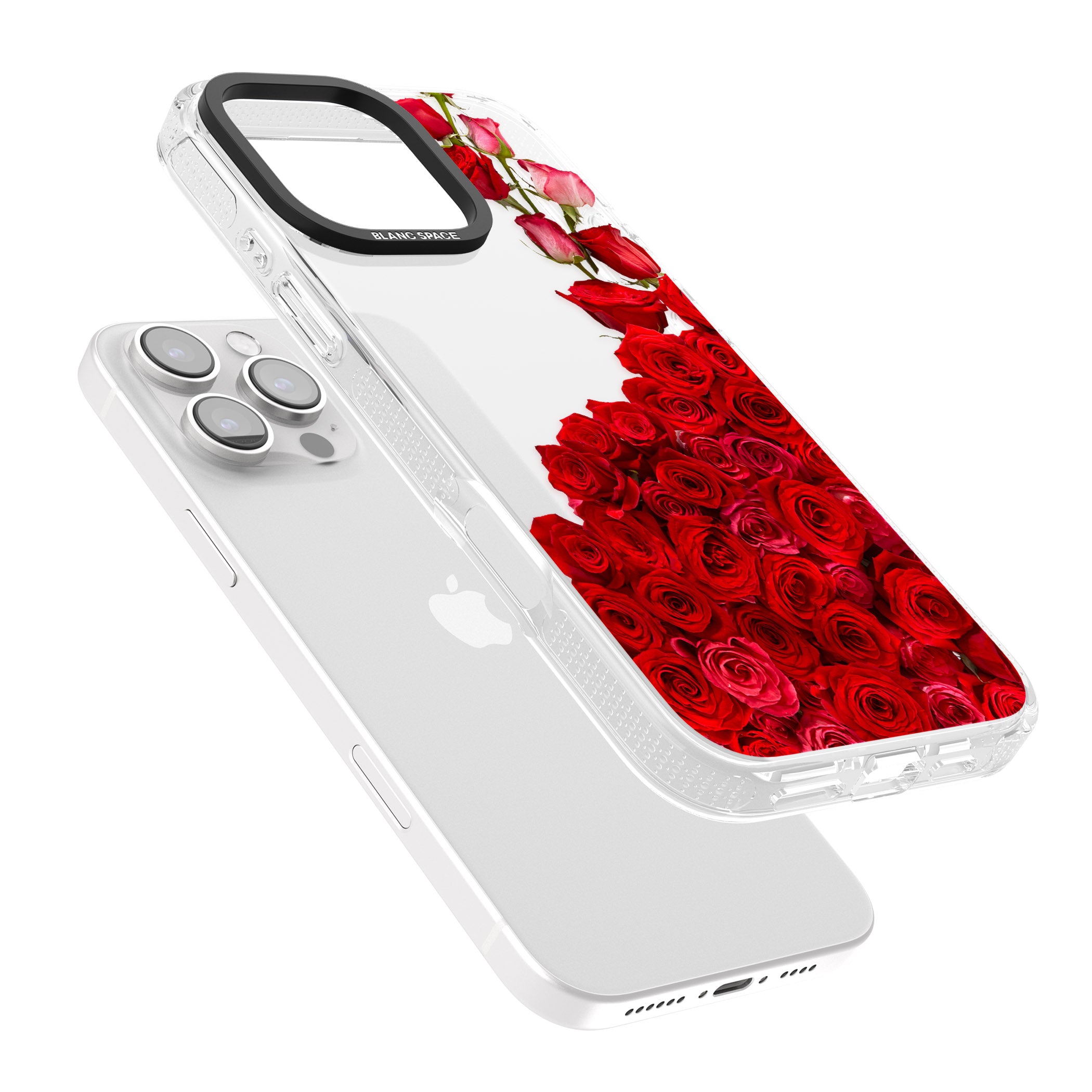 Floral Roses iPhone 16 Pro Max / 16 Pro Clear Case Impact Air - Blanc Space