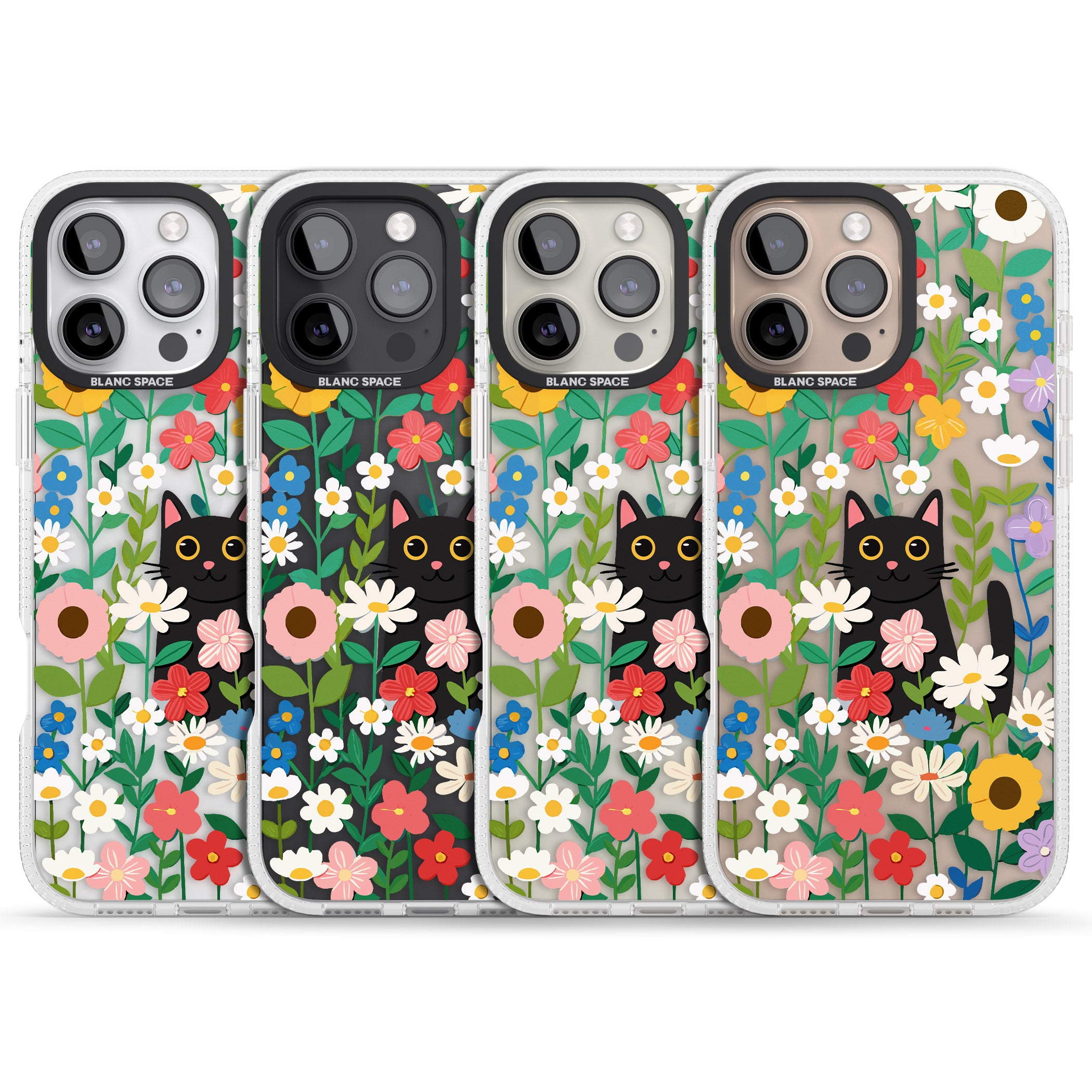 Whiskers & Wildflowers Cat iPhone 16 Pro Max / 16 Pro Clear Case Impact Air - Blanc Space
