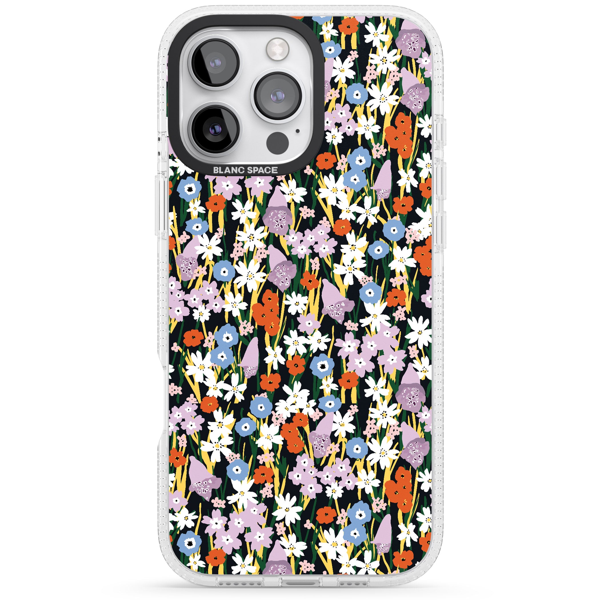 Energetic Floral Mix: Solid iPhone 16 Pro Max / 16 Pro Clear Case Impact Air - Blanc Space
