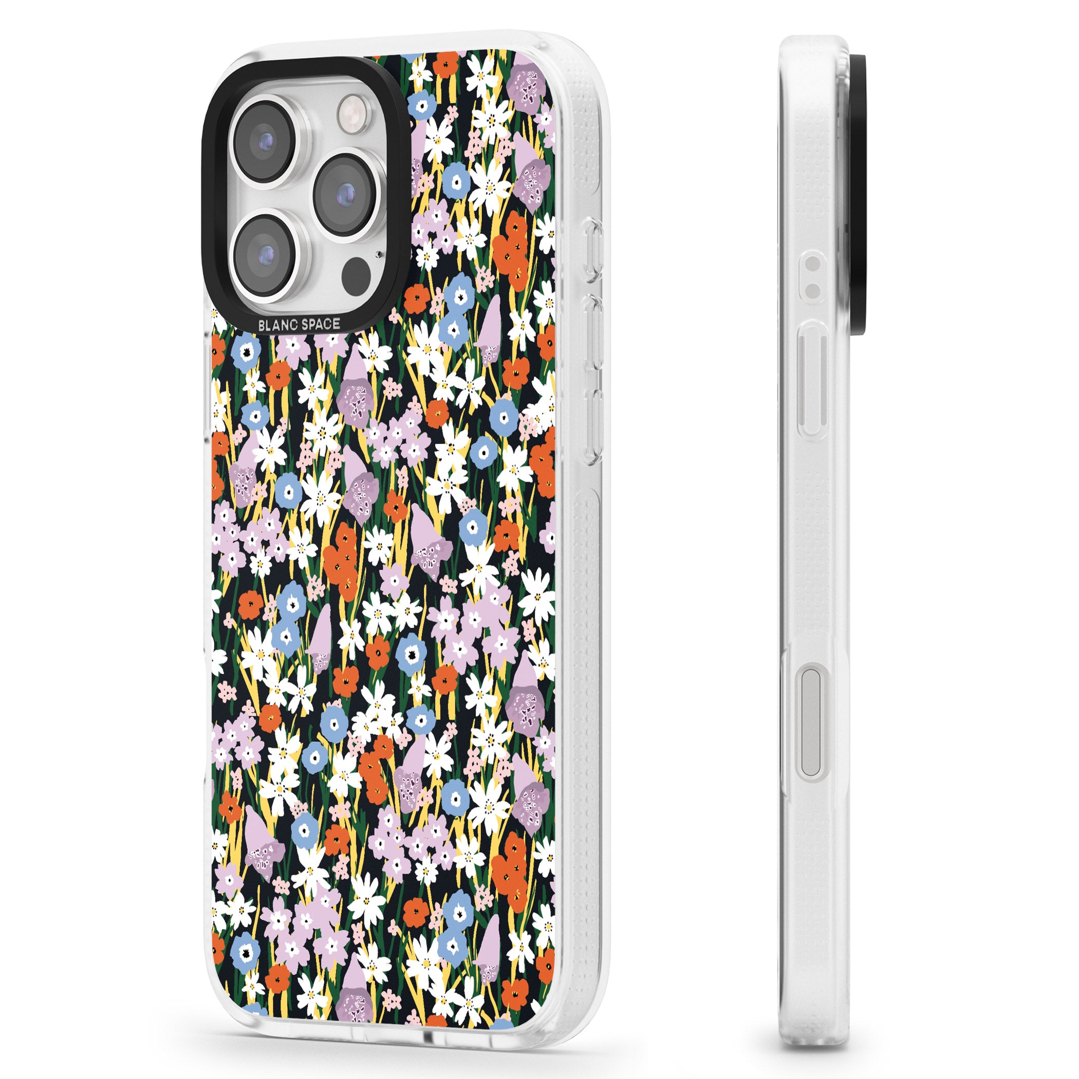 Energetic Floral Mix: Solid iPhone 16 Pro Max / 16 Pro Clear Case Impact Air - Blanc Space