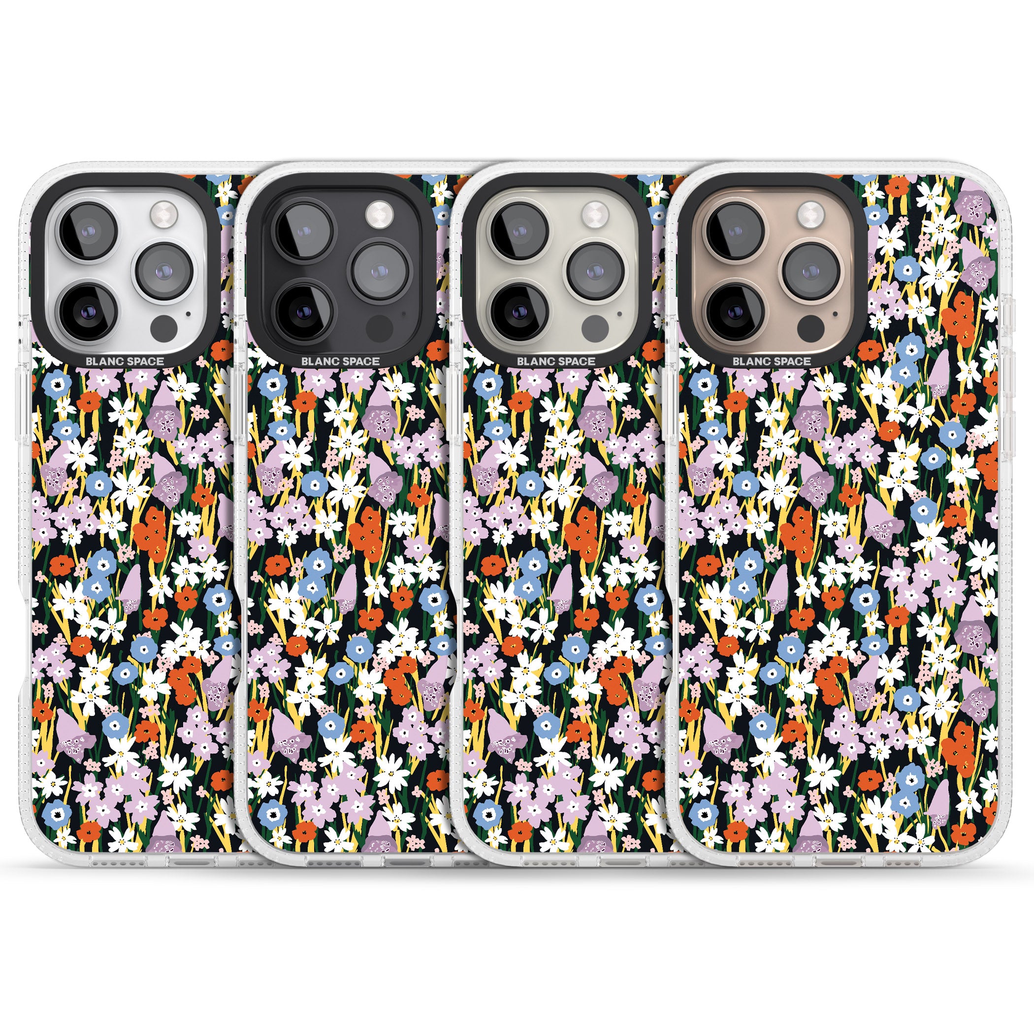Energetic Floral Mix: Solid iPhone 16 Pro Max / 16 Pro Clear Case Impact Air - Blanc Space