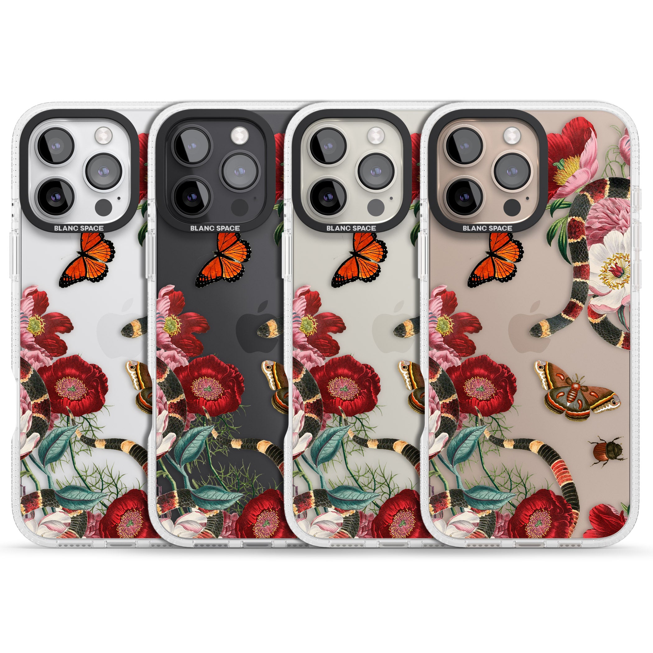 Botanical Snake iPhone 16 Pro Max / 16 Pro Clear Case Impact Air - Blanc Space