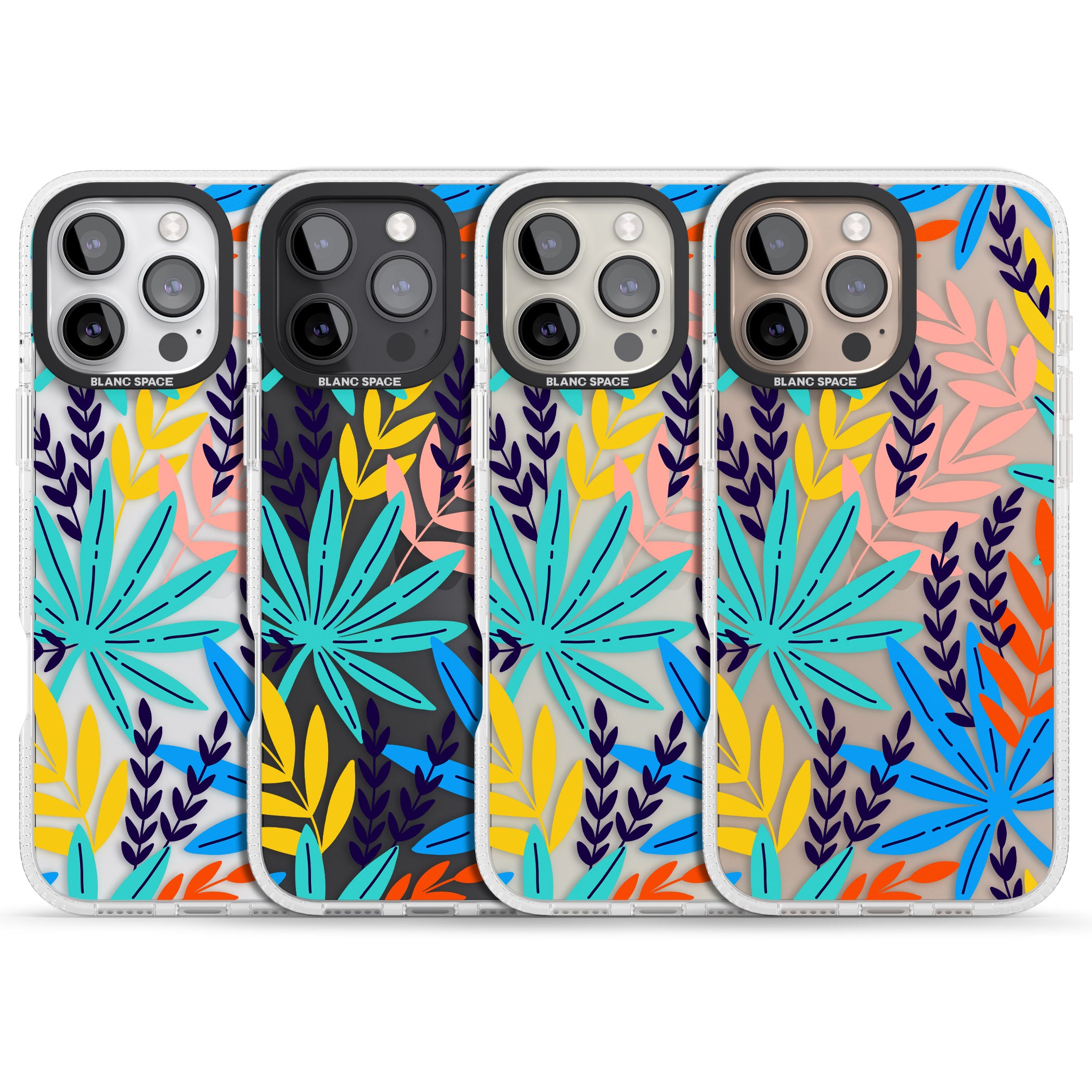 Tropical Palm Leaves iPhone 16 Pro Max / 16 Pro Clear Case Impact Air - Blanc Space