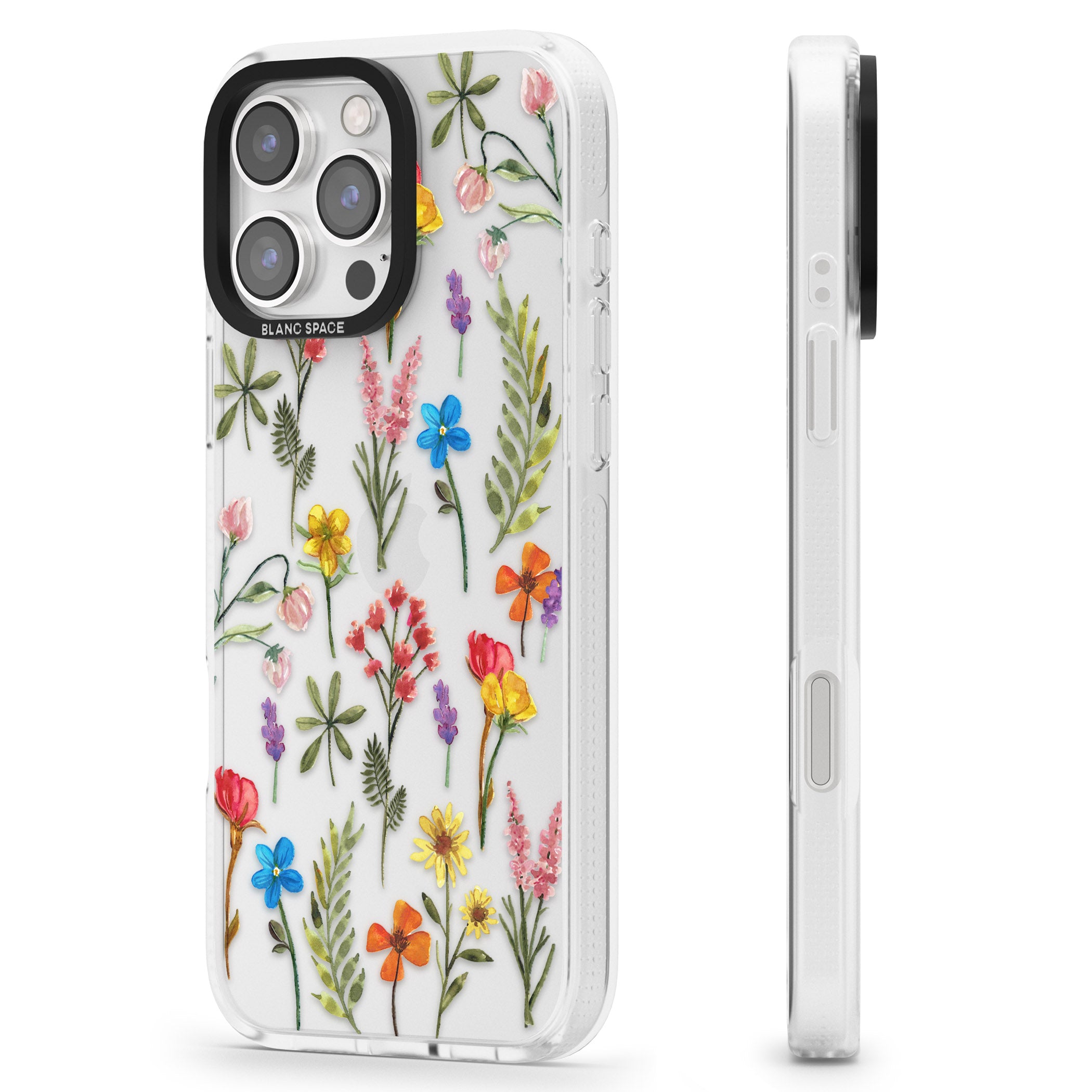 Spring Botanicals iPhone 16 Pro Max / 16 Pro Clear Case Impact Air - Blanc Space