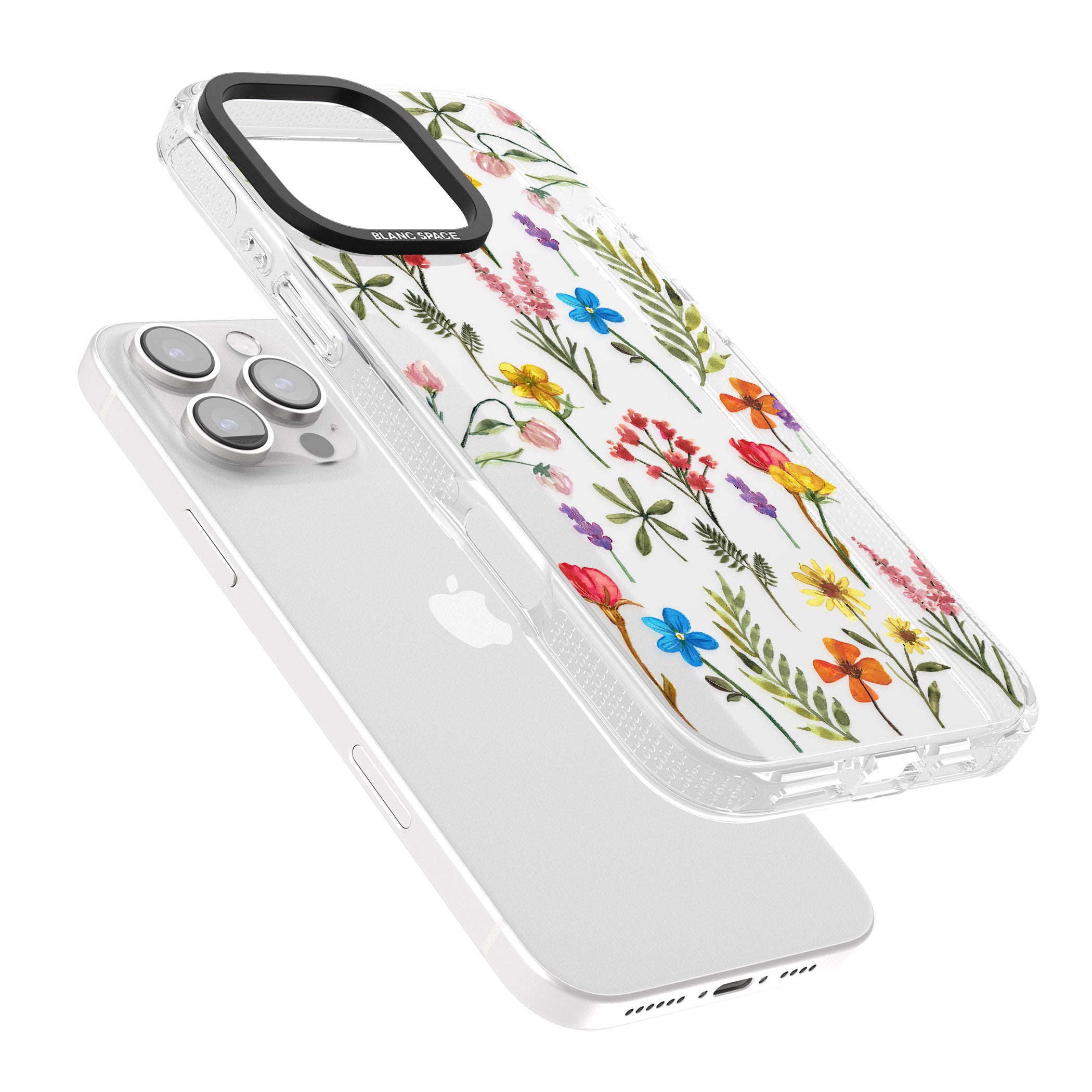 Spring Botanicals iPhone 16 Pro Max / 16 Pro Clear Case Impact Air - Blanc Space