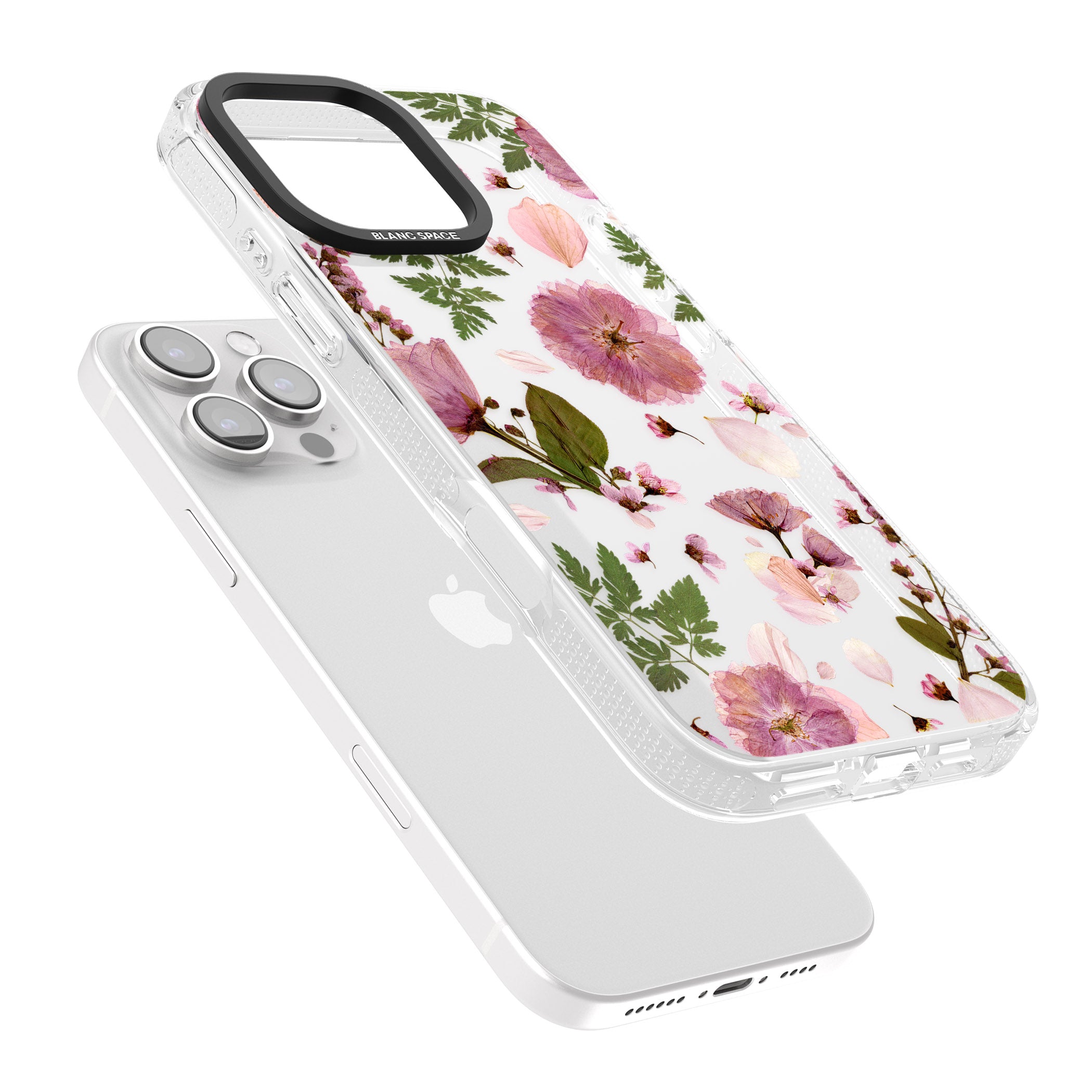 Natural Arrangement of Flowers & Leaves Design iPhone 16 Pro Max / 16 Pro Clear Case Impact Air - Blanc Space