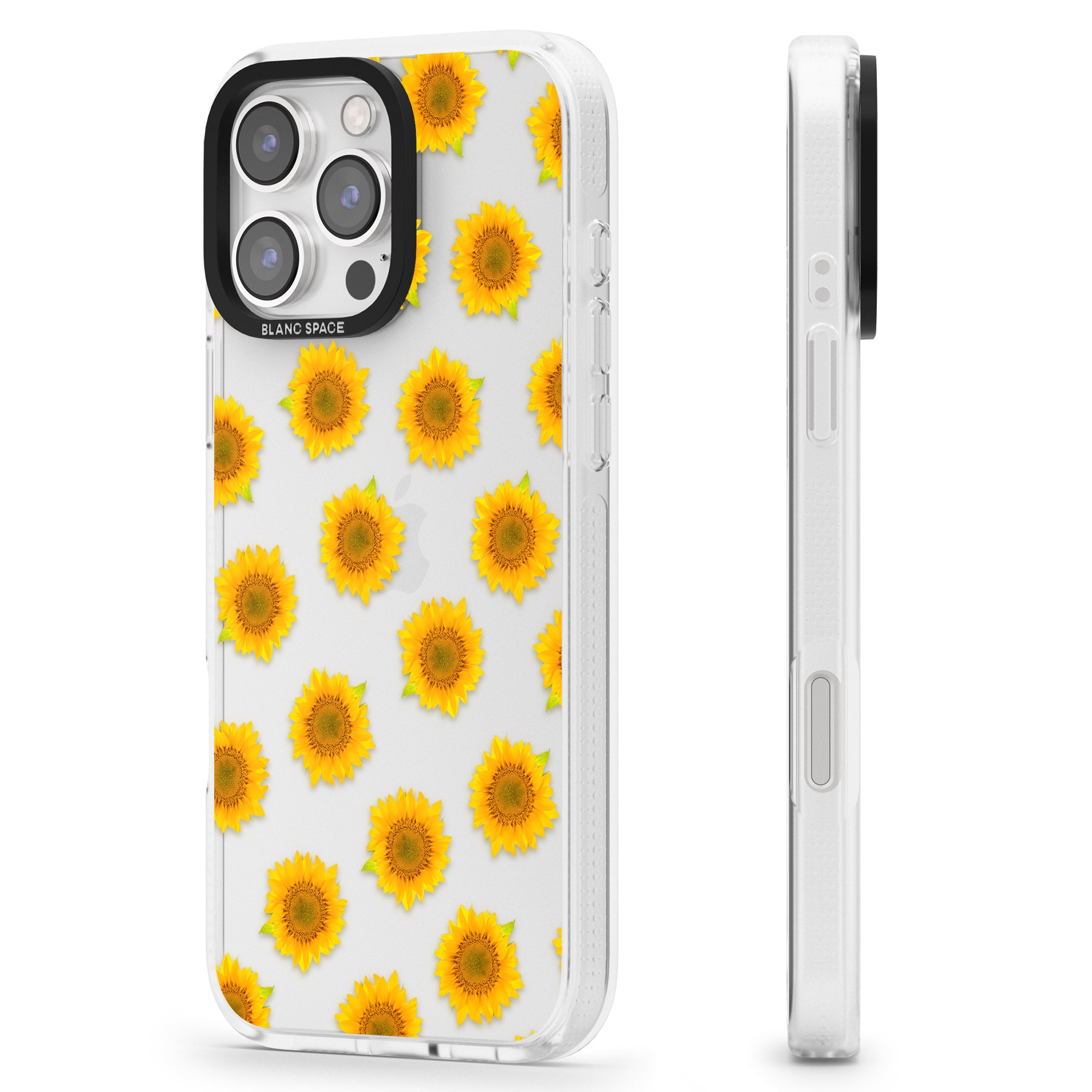 Sunflowers Transparent Pattern iPhone 16 Pro Max / 16 Pro Clear Case Impact Air - Blanc Space
