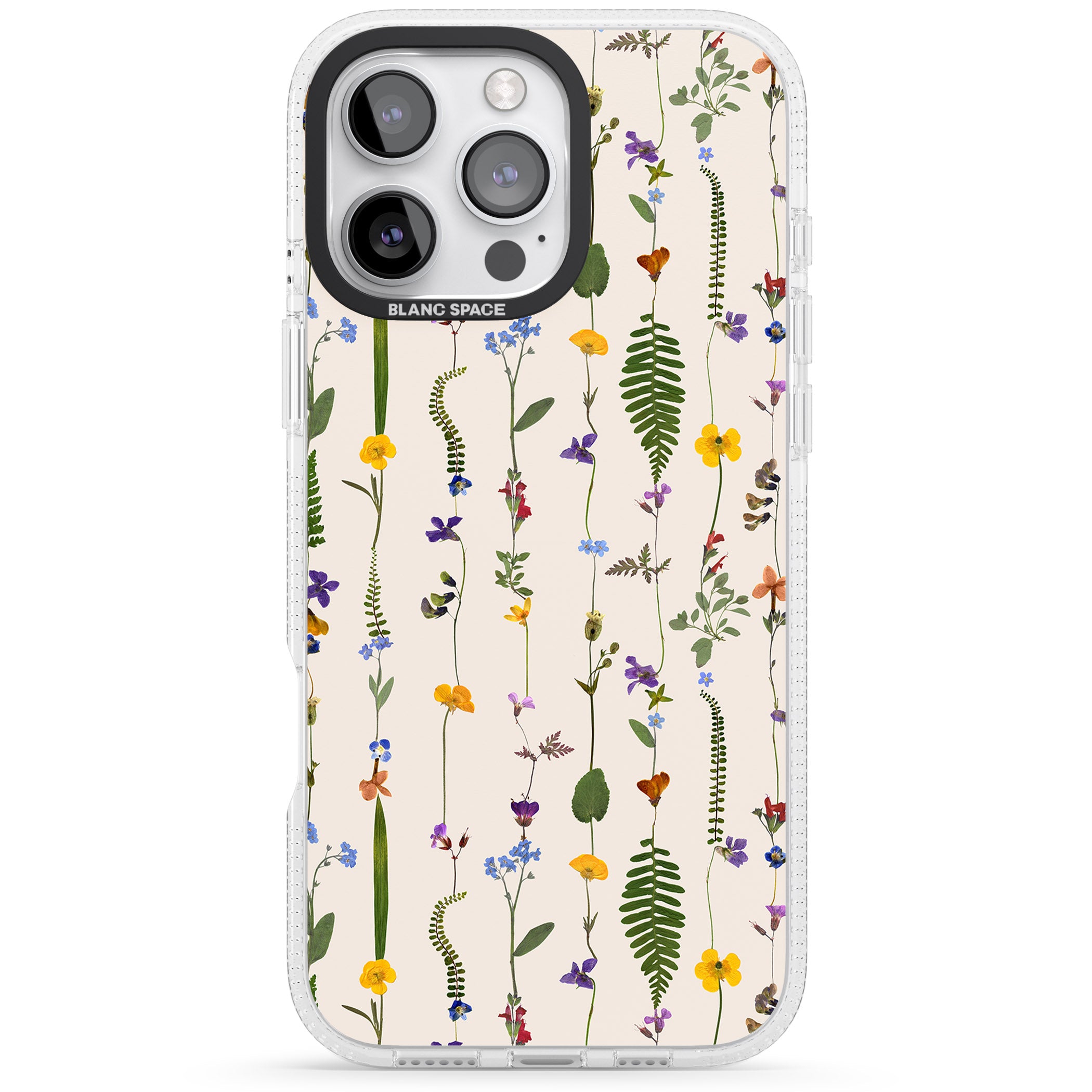 Wildflower Chain Design - Cream iPhone 16 Pro Max / 16 Pro Clear Case Impact Air - Blanc Space