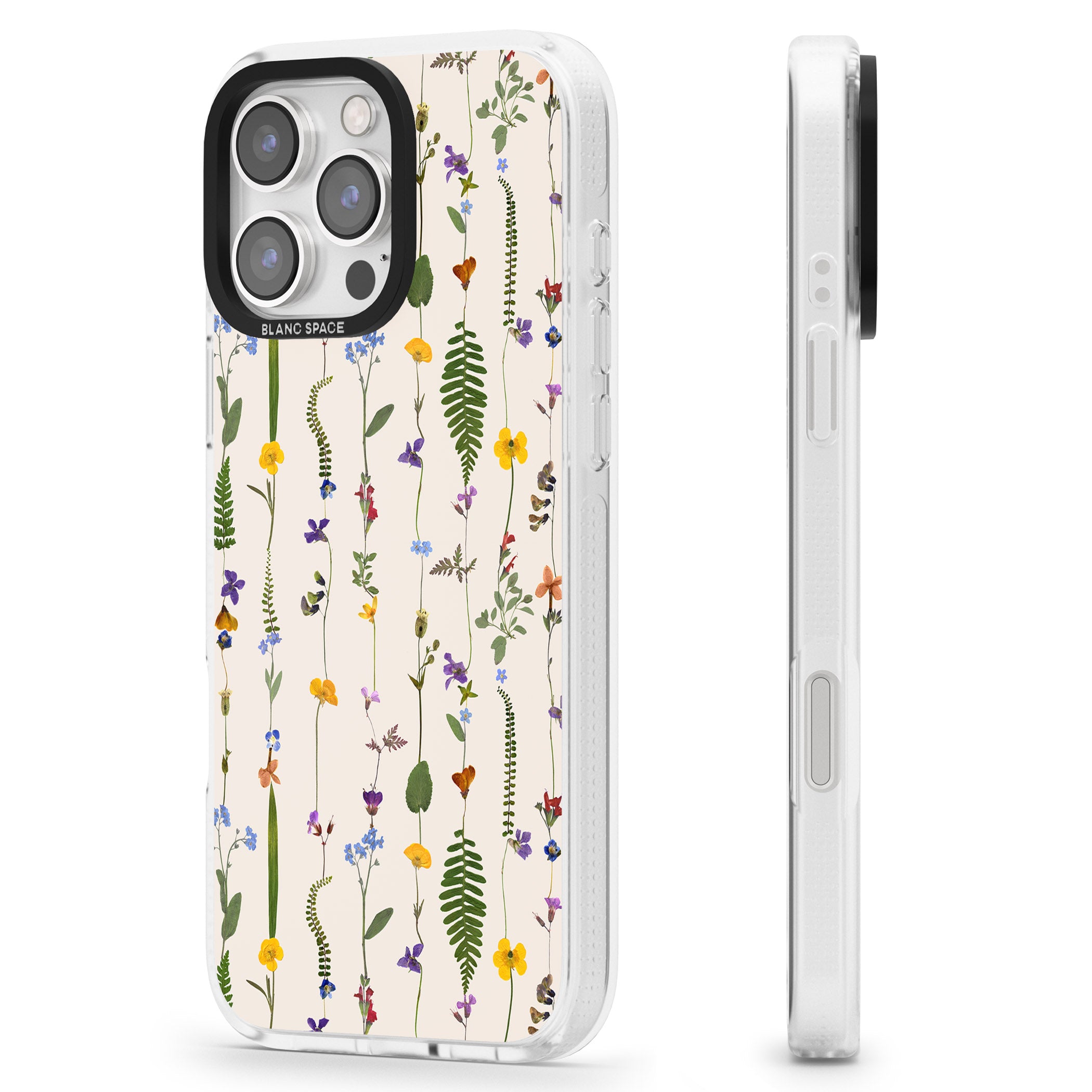 Wildflower Chain Design - Cream iPhone 16 Pro Max / 16 Pro Clear Case Impact Air - Blanc Space