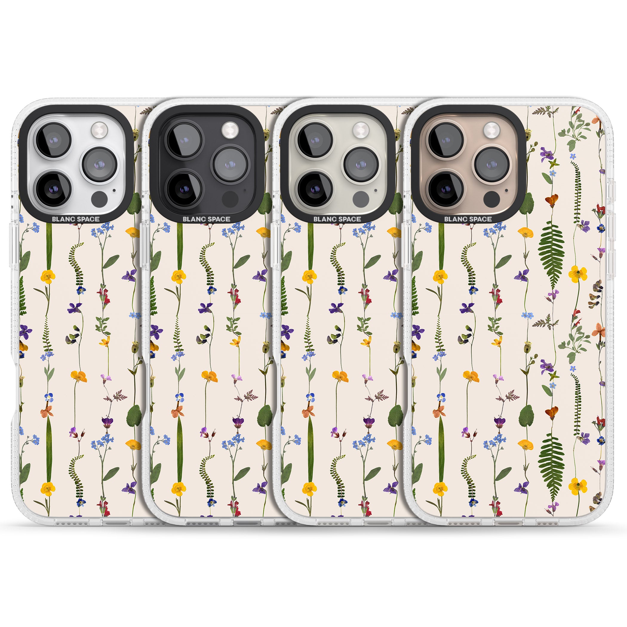 Wildflower Chain Design - Cream iPhone 16 Pro Max / 16 Pro Clear Case Impact Air - Blanc Space