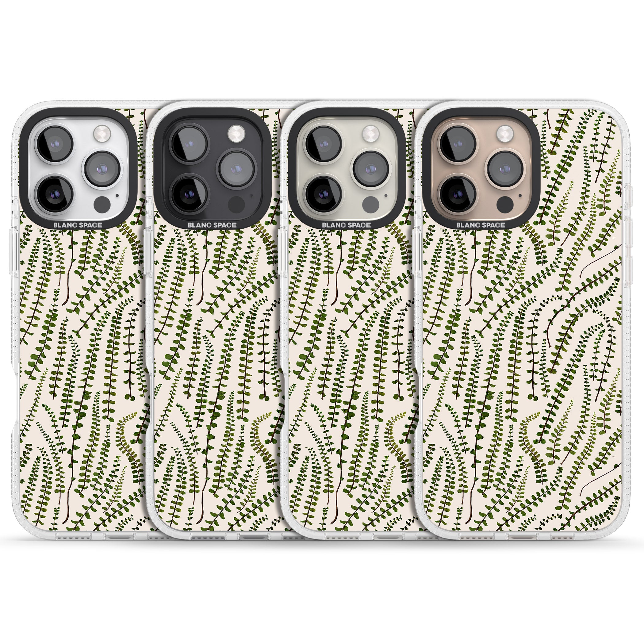 Fern Leaf Pattern Design - Cream iPhone 16 Pro Max / 16 Pro Clear Case Impact Air - Blanc Space
