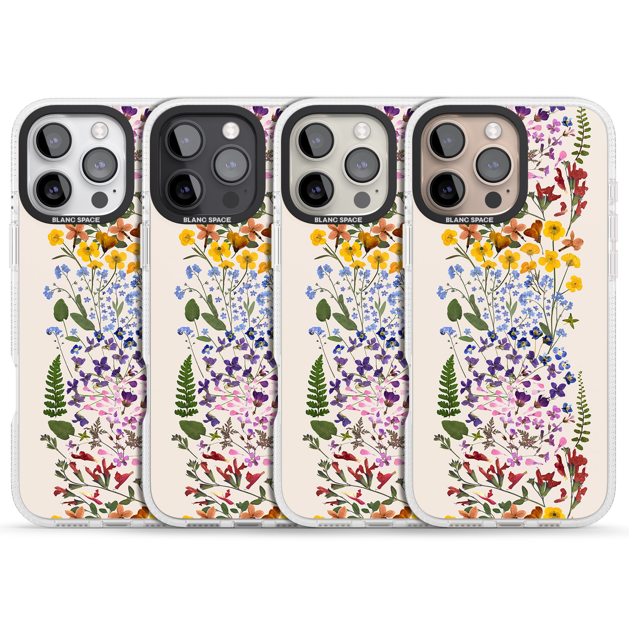 Wildflower Stripe Design - Cream iPhone 16 Pro Max / 16 Pro Clear Case Impact Air - Blanc Space