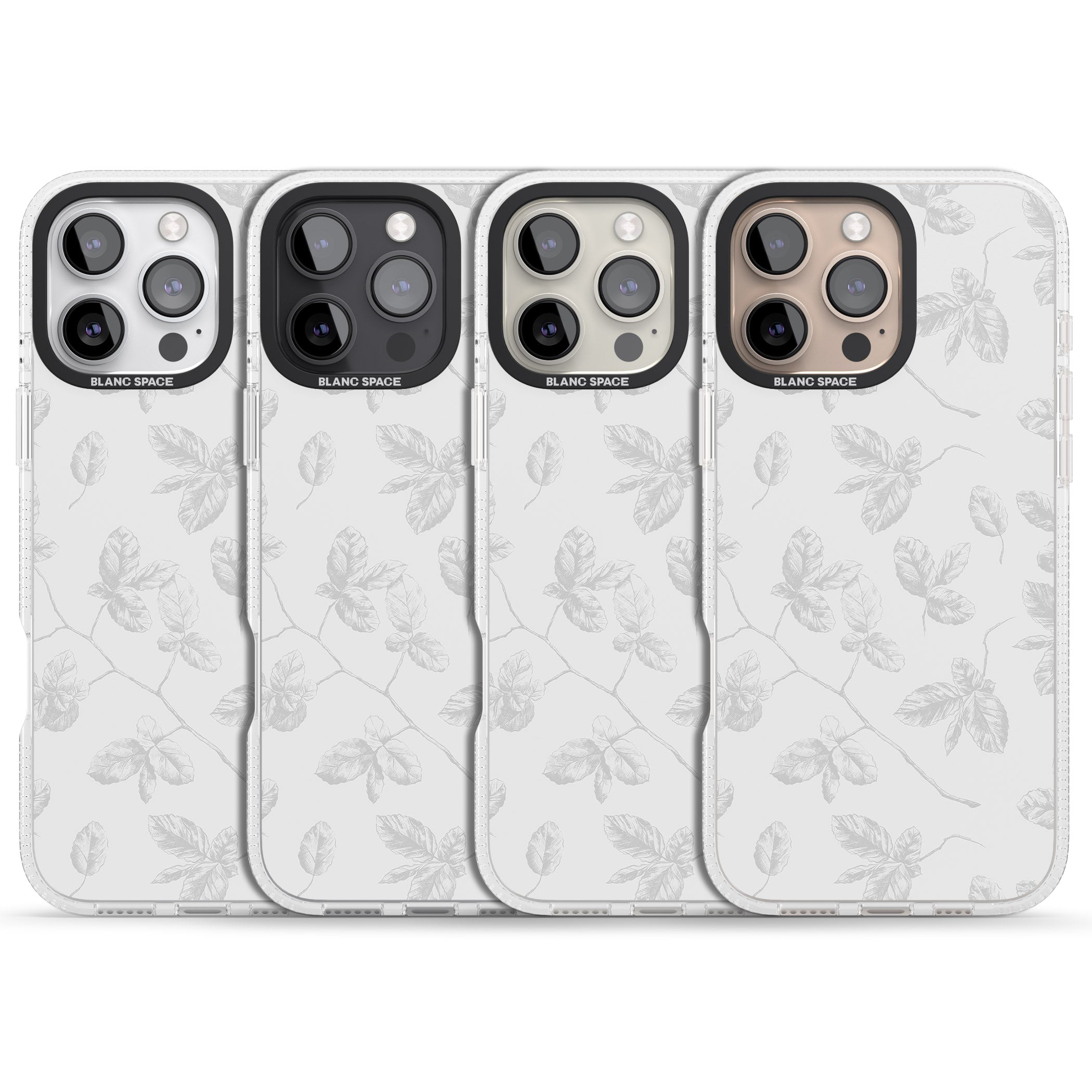 Grey Branches Vintage Botanical iPhone 16 Pro Max / 16 Pro Clear Case Impact Air - Blanc Space