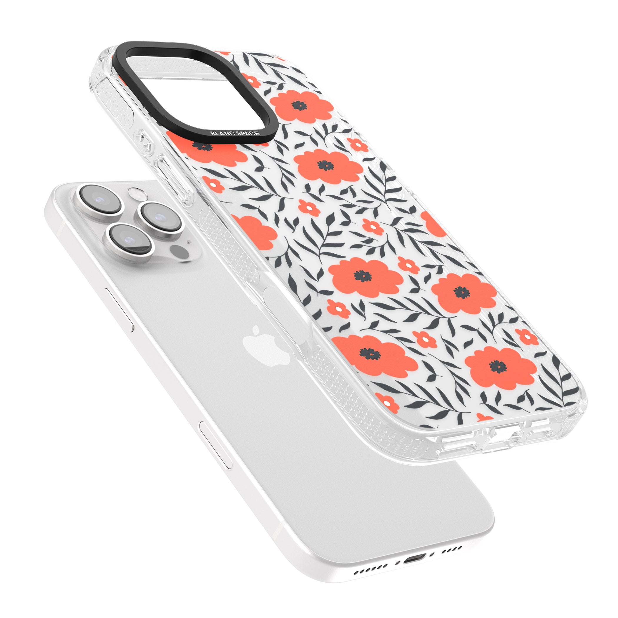Red Poppy Transparent Floral iPhone 16 Pro Max / 16 Pro Clear Case Impact Air - Blanc Space