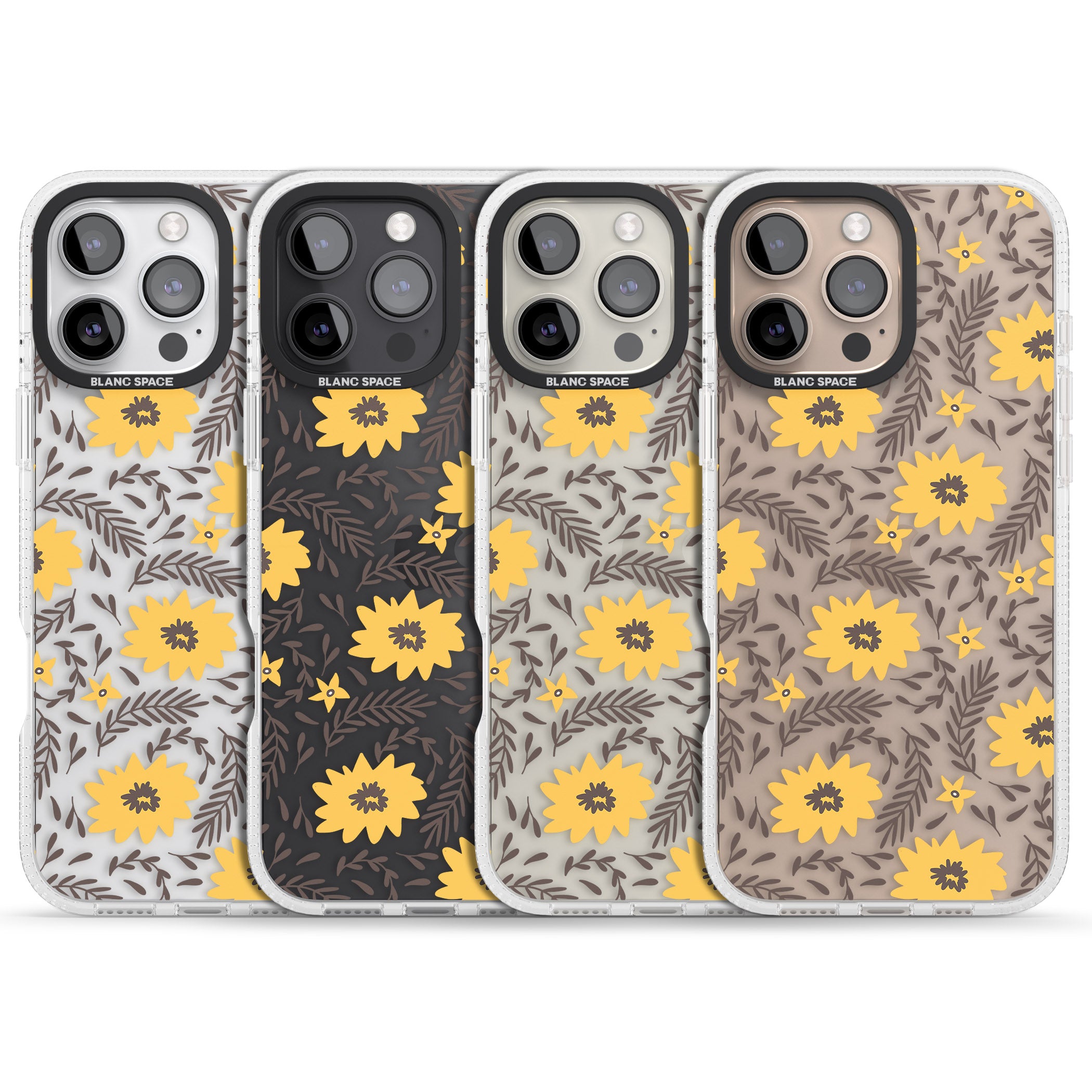 Yellow Blossoms Transparent Floral iPhone 16 Pro Max / 16 Pro Clear Case Impact Air - Blanc Space