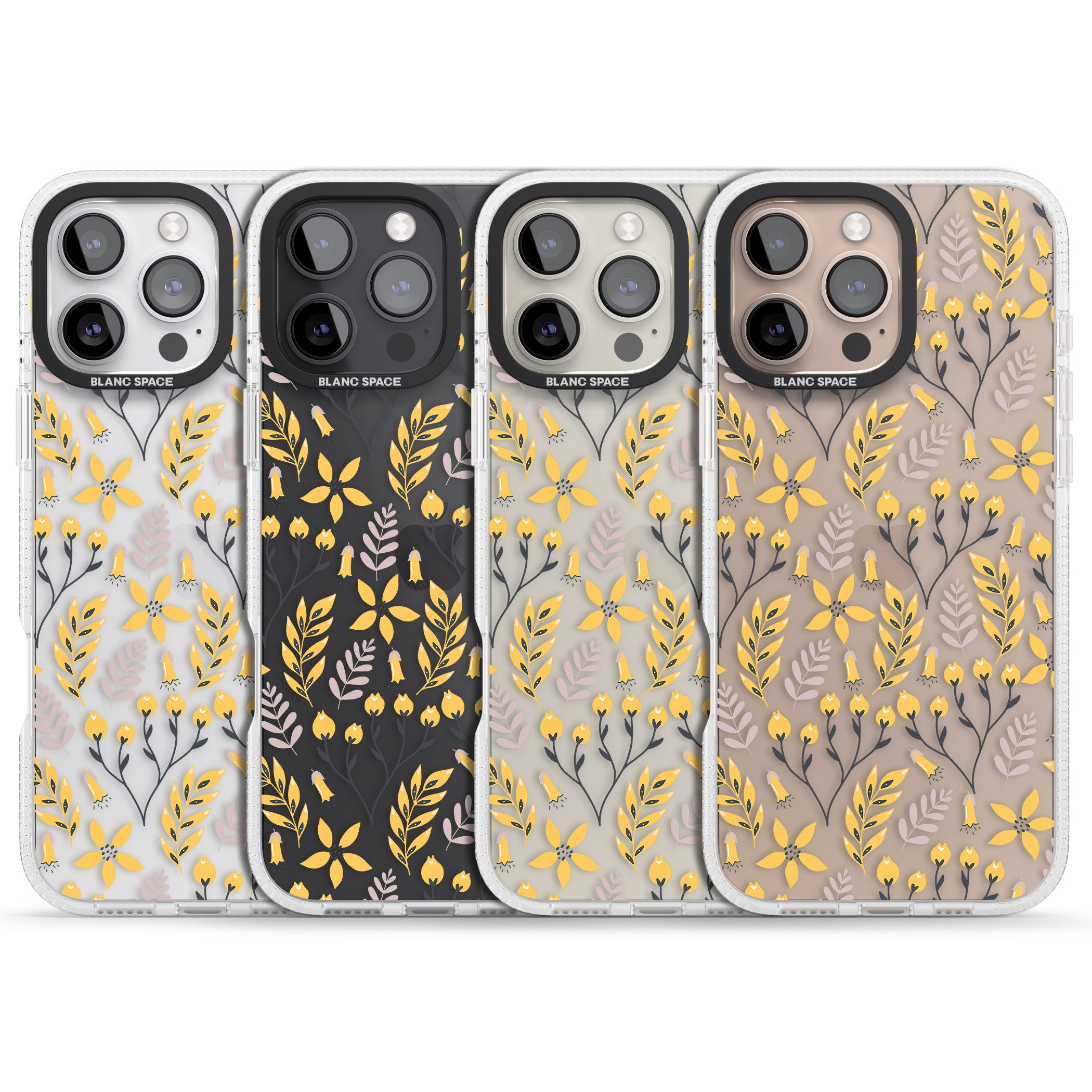 Yellow Leaves Transparent Floral iPhone 16 Pro Max / 16 Pro Clear Case Impact Air - Blanc Space