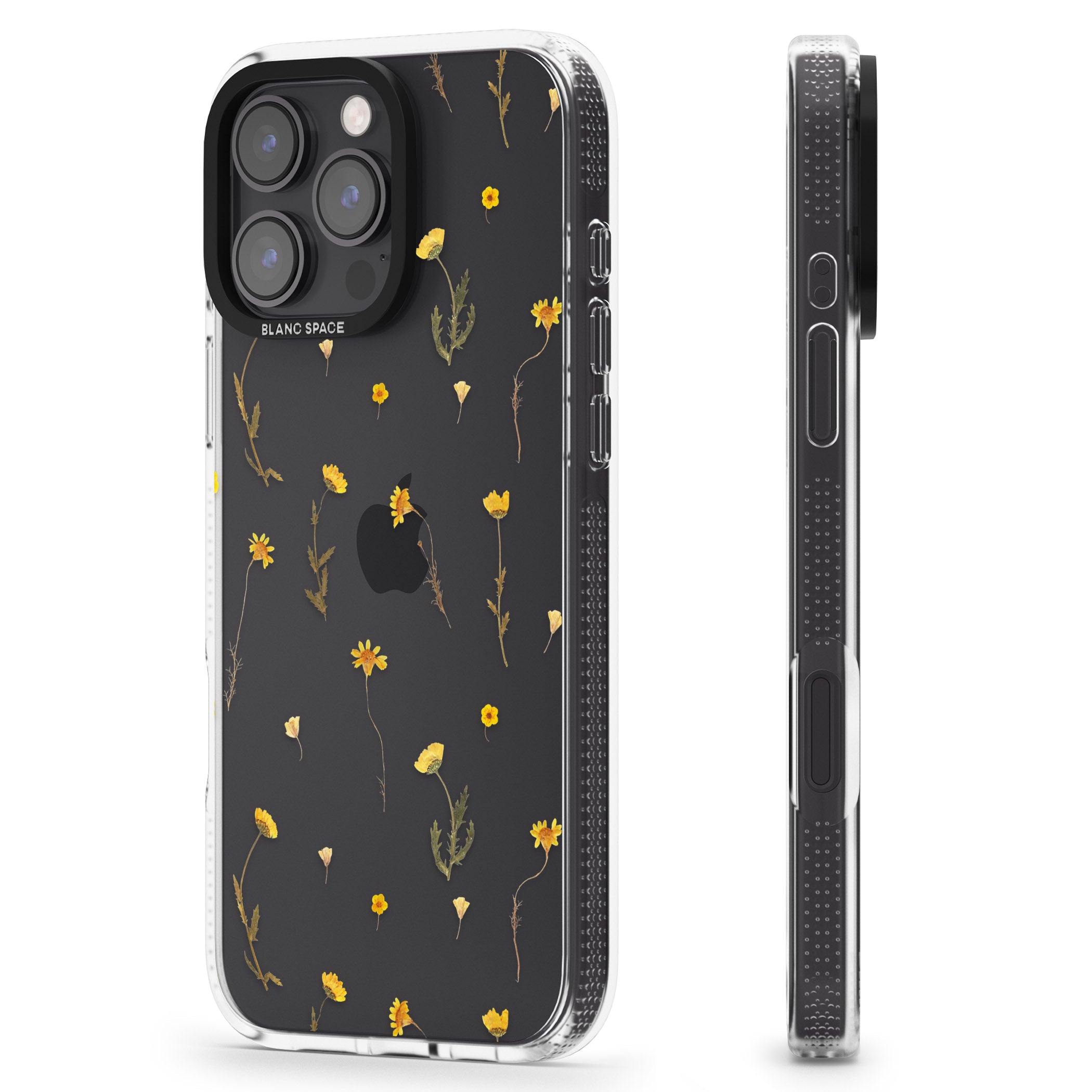 Mixed Yellow Flowers - Dried Flower-Inspired iPhone 16 Pro Max / 16 Pro Clear Case Impact Air - Blanc Space