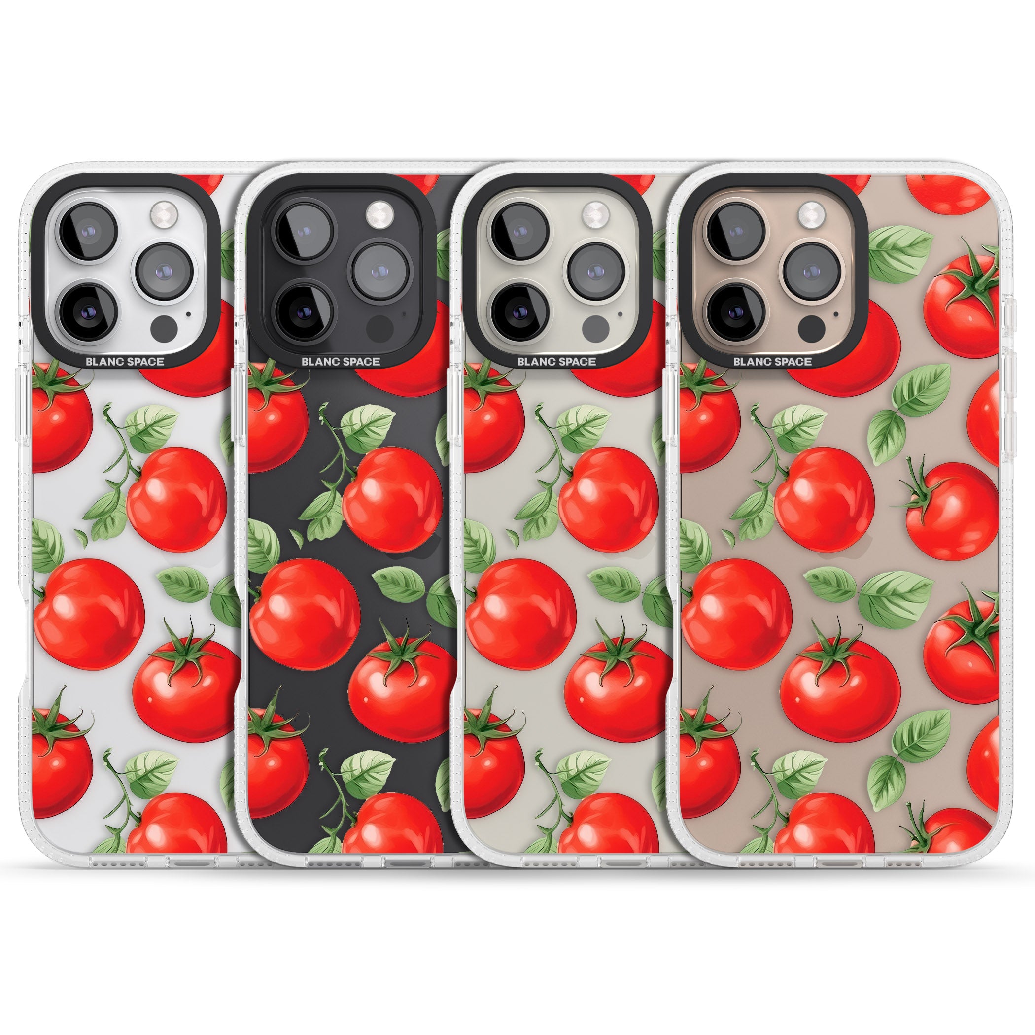 Tomato Pattern iPhone 16 Pro Max / 16 Pro Clear Case Impact Air - Blanc Space