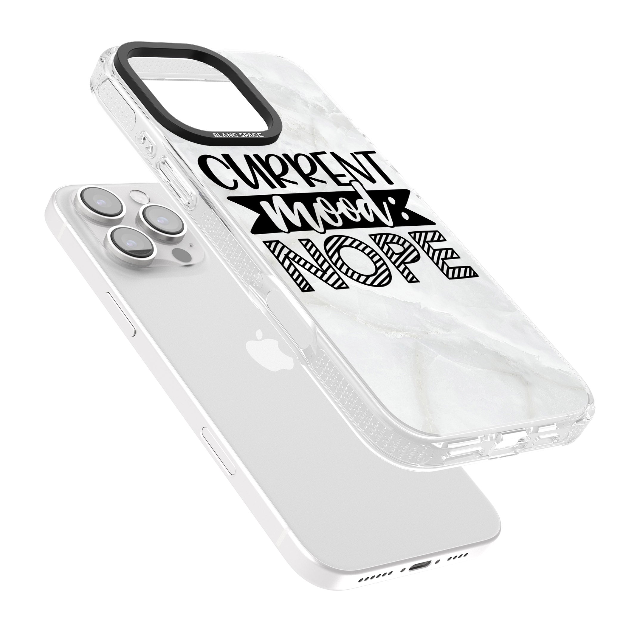 Current Mood NOPE iPhone 16 Pro Max / 16 Pro Clear Case Impact Air - Blanc Space