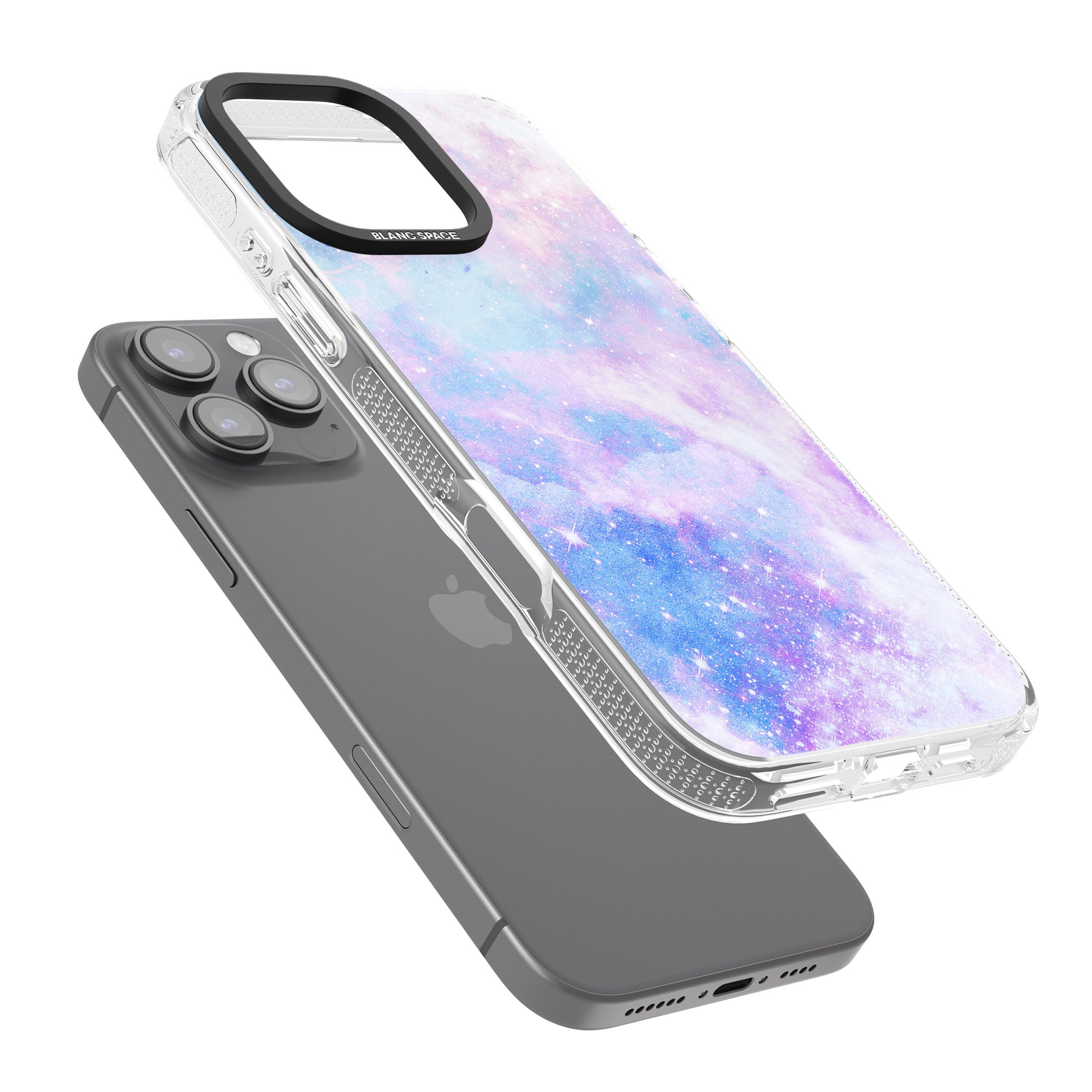 Light Blue Galaxy Pattern Design iPhone 16 Pro Max / 16 Pro Clear Case Impact Air - Blanc Space