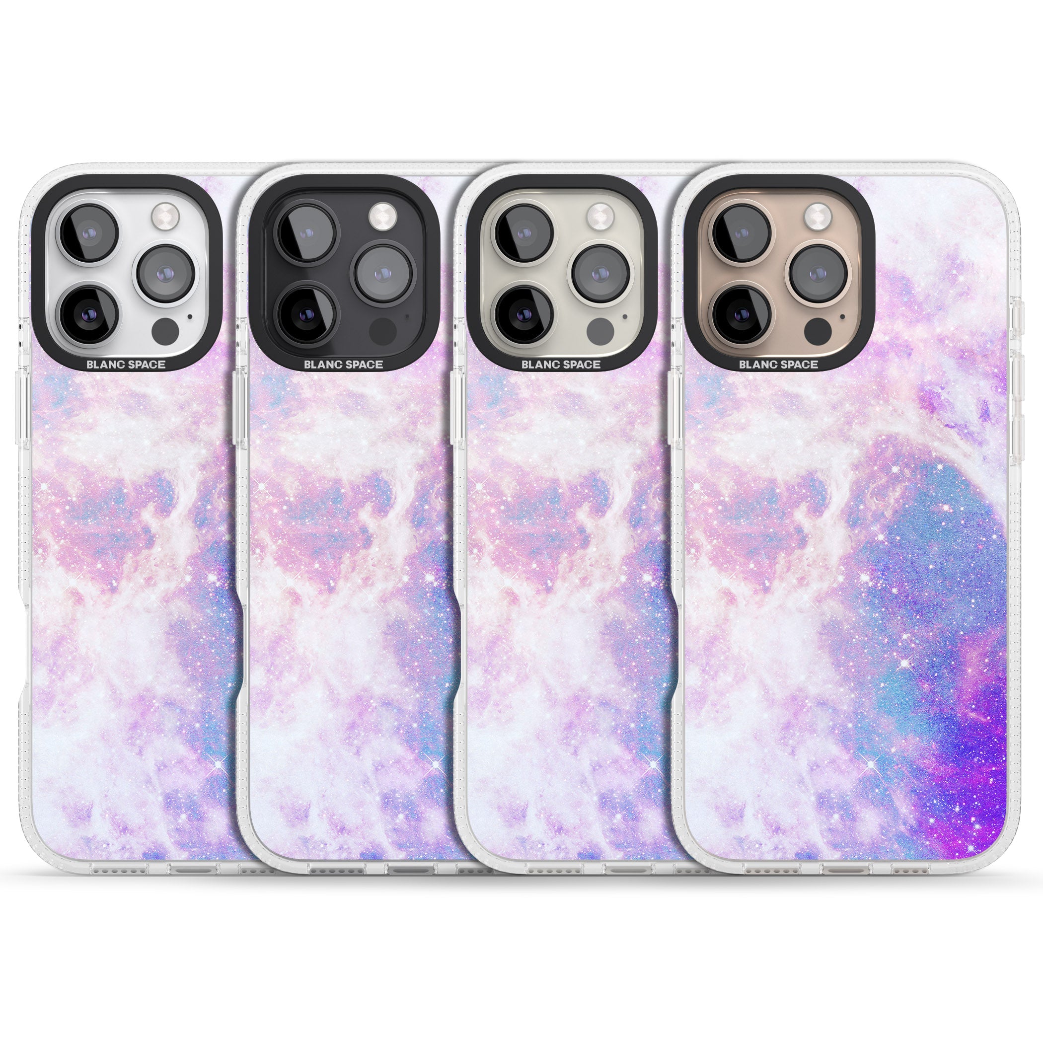 Purple & Blue Galaxy Pattern Design iPhone 16 Pro Max / 16 Pro Clear Case Impact Air - Blanc Space