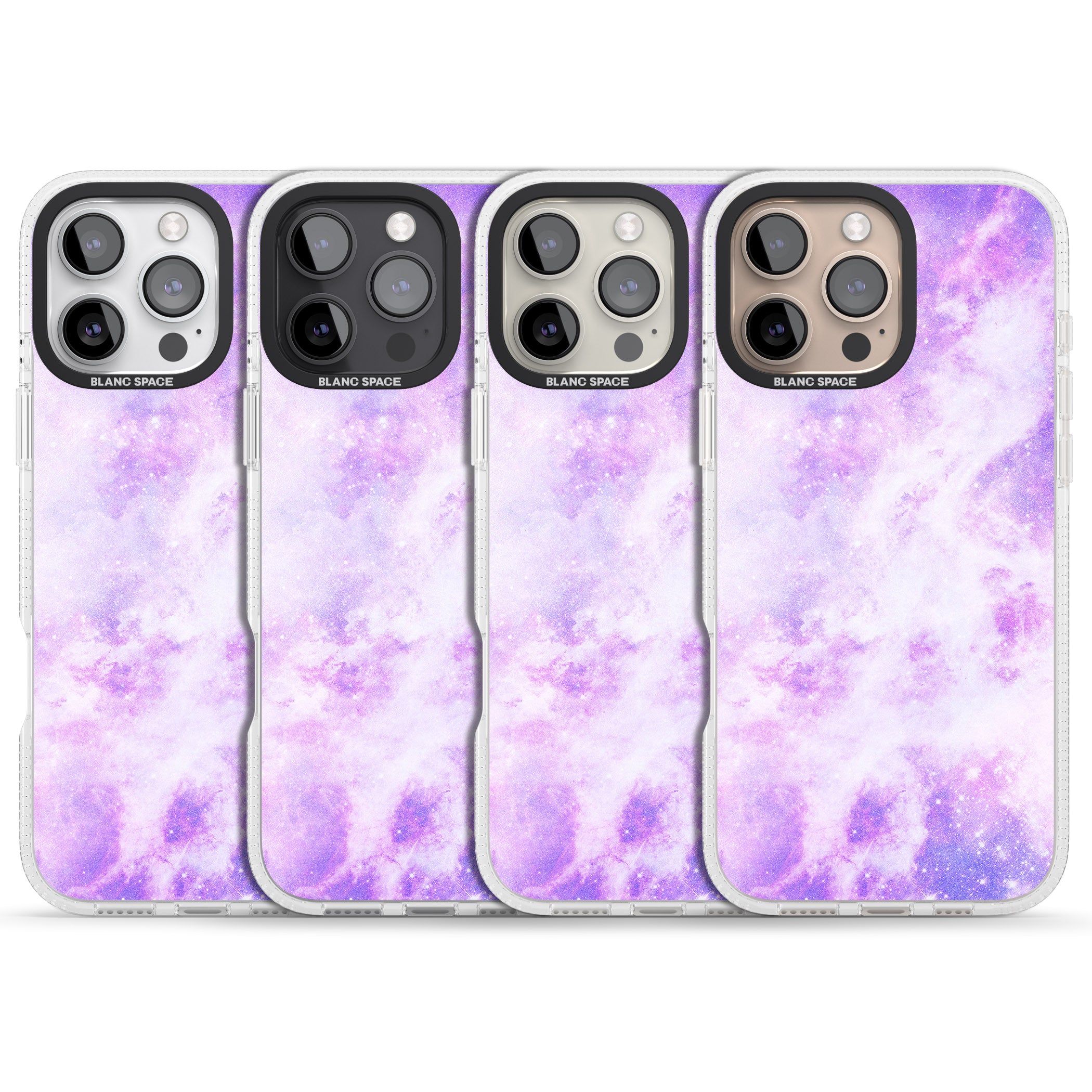 Purple Galaxy Pattern Design iPhone 16 Pro Max / 16 Pro Clear Case Impact Air - Blanc Space