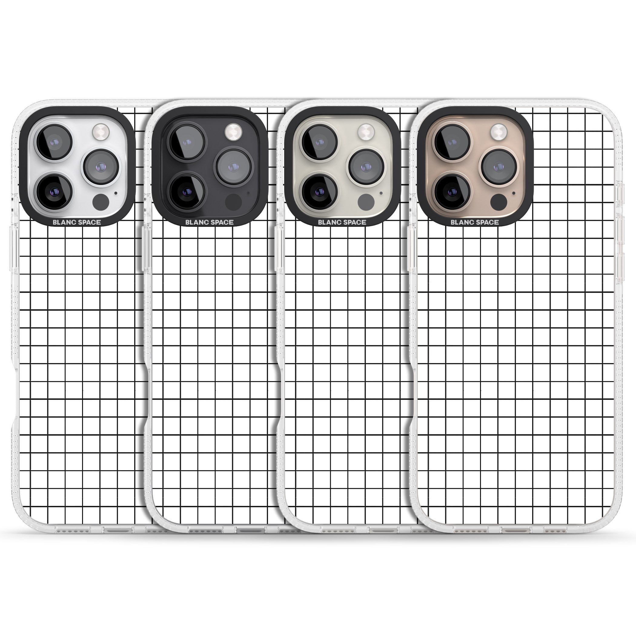 Simplistic Small Grid Designs White iPhone 16 Pro Max / 16 Pro Clear Case Impact Air - Blanc Space