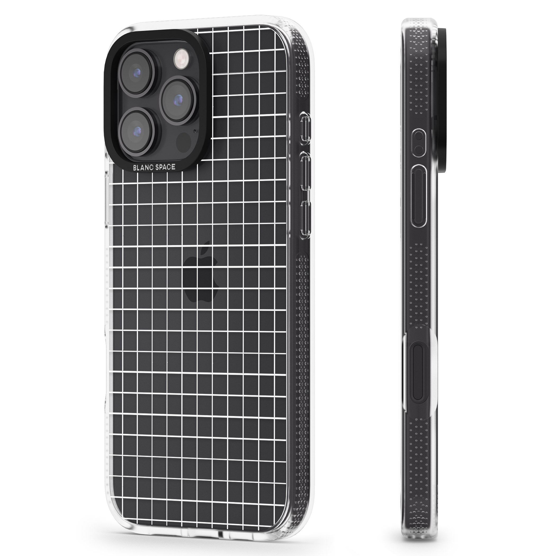 Simplistic Small Grid Designs White (Transparent) iPhone 16 Pro Max / 16 Pro Clear Case Impact Air - Blanc Space