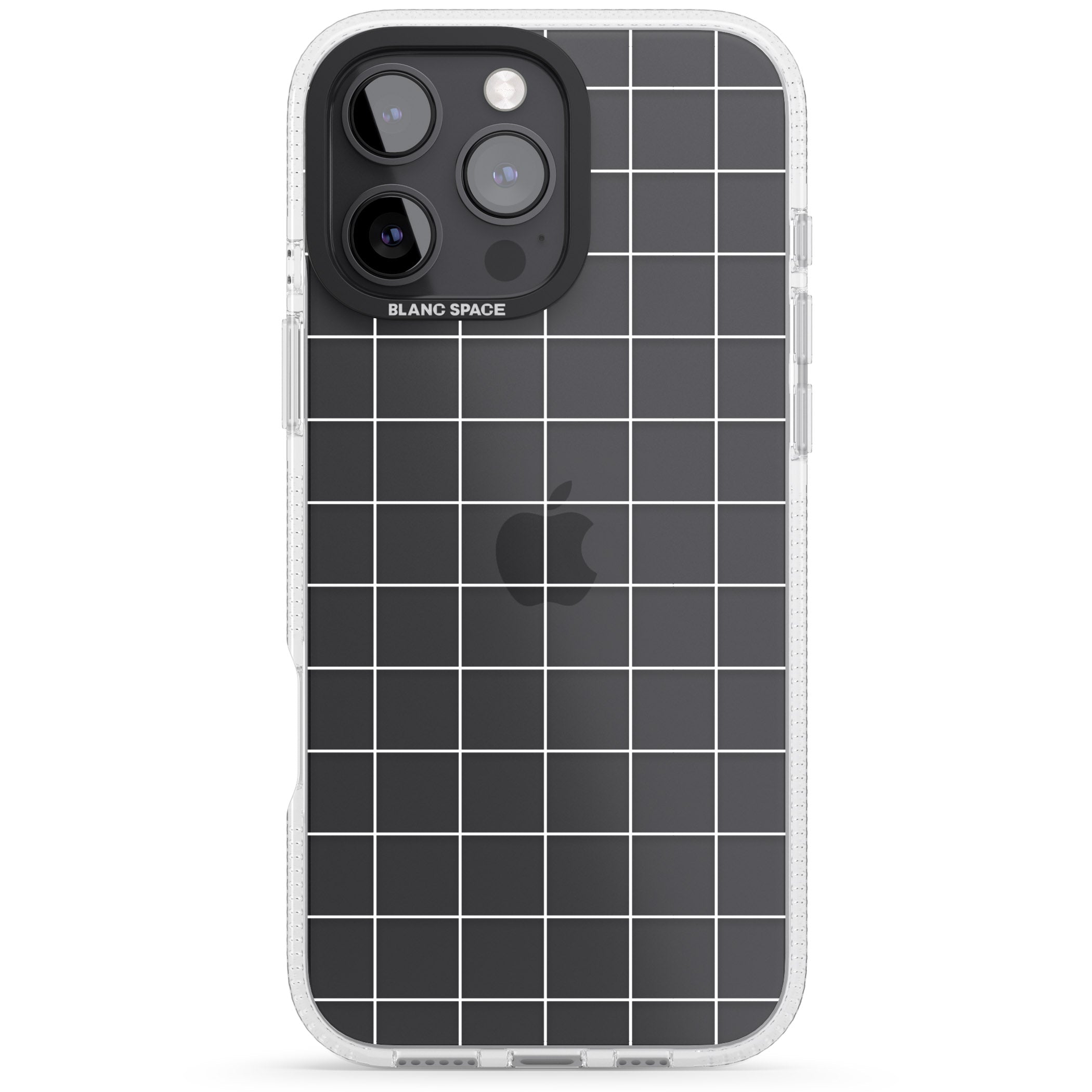 Simplistic Large Grid Pattern White (Transparent) iPhone 16 Pro Max / 16 Pro Clear Case Impact Air - Blanc Space