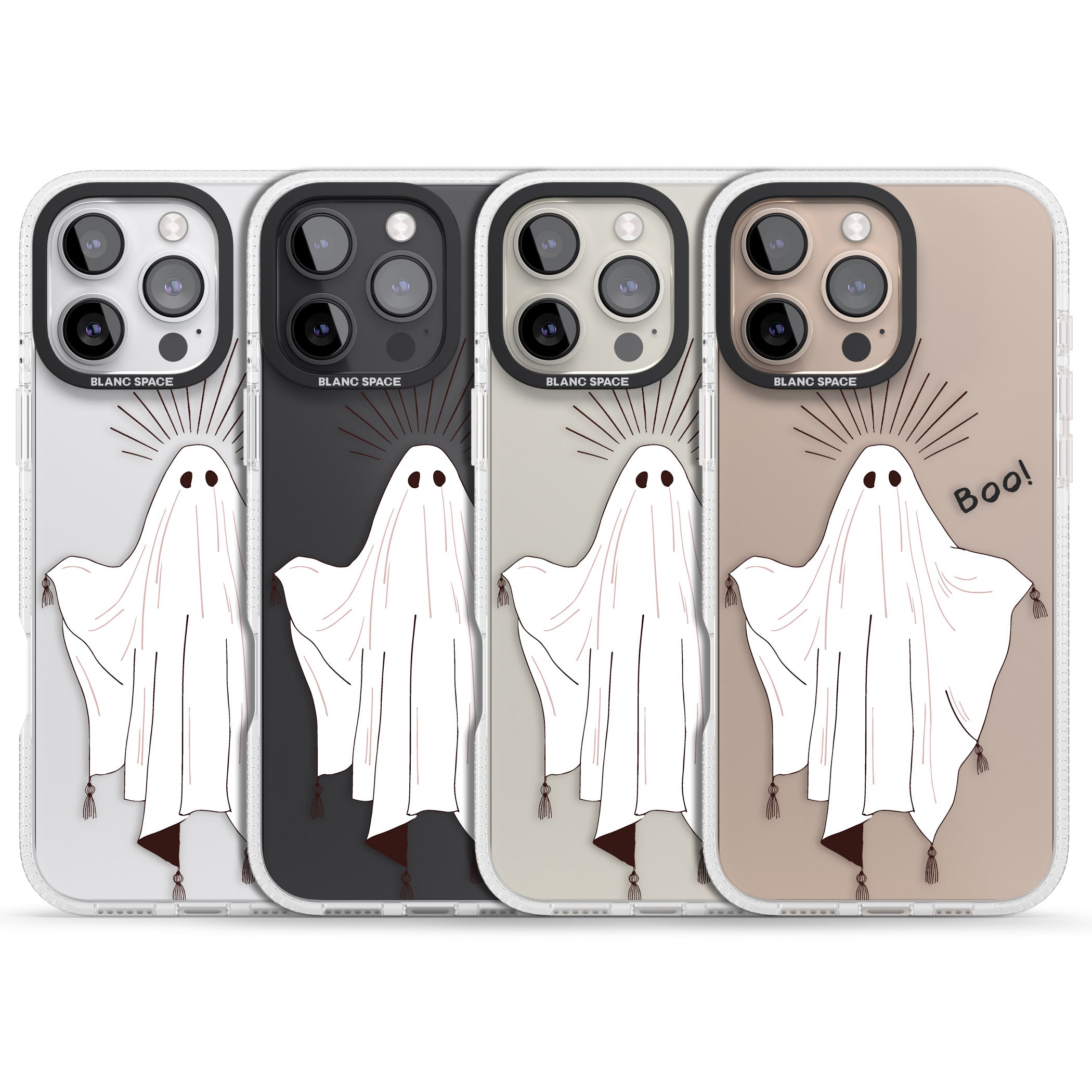 BOO! iPhone 16 Pro Max / 16 Pro Clear Case Impact Air - Blanc Space
