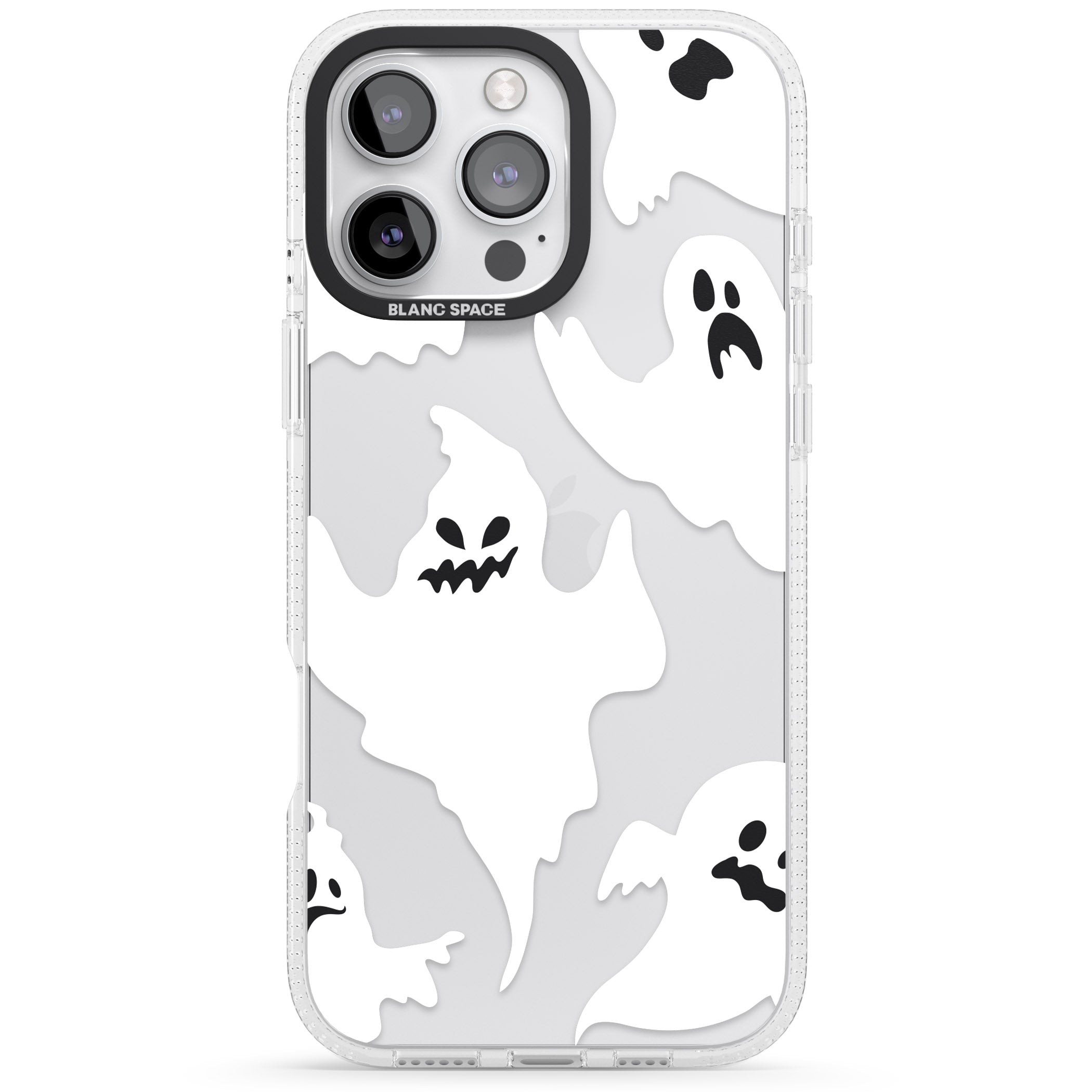 Ghost Pattern iPhone 16 Pro Max / 16 Pro Clear Case Impact Air - Blanc Space
