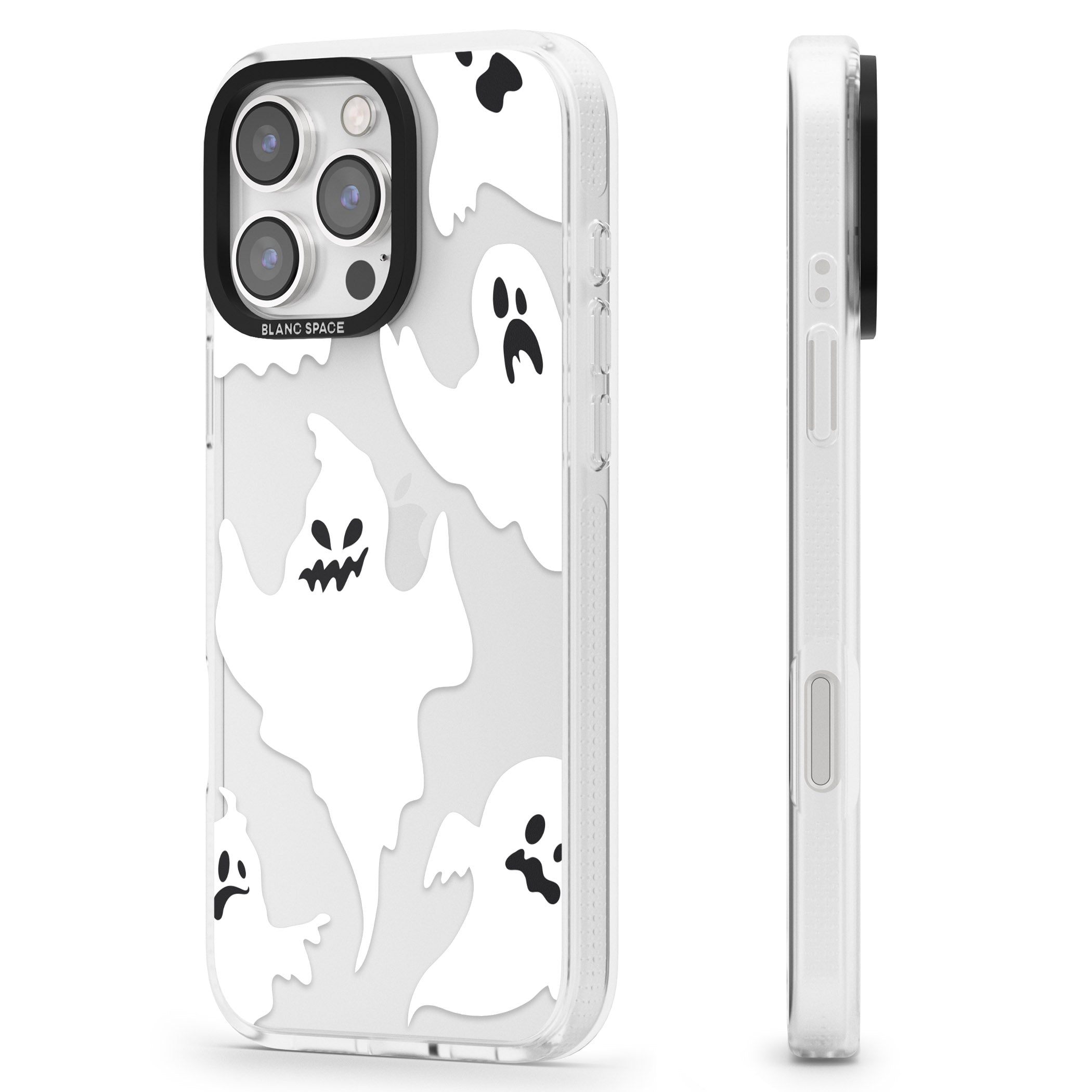 Ghost Pattern iPhone 16 Pro Max / 16 Pro Clear Case Impact Air - Blanc Space