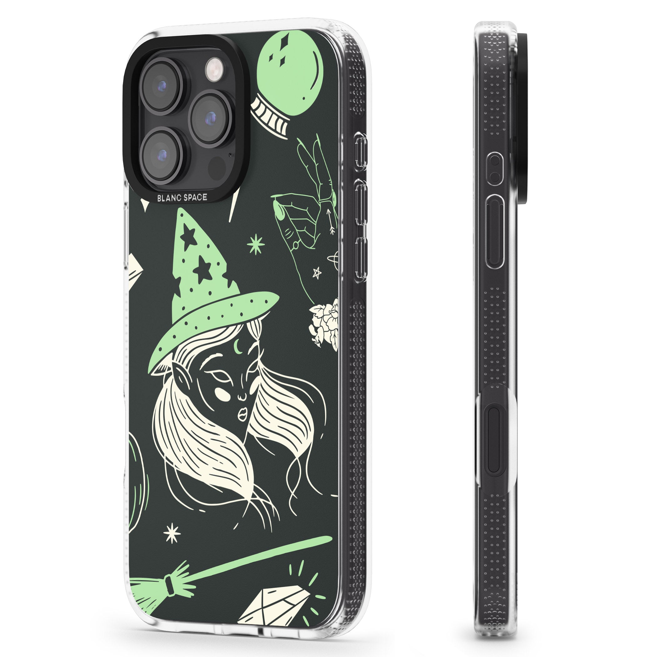 Astrology Witch Pattern iPhone 16 Pro Max / 16 Pro Clear Case Impact Air - Blanc Space