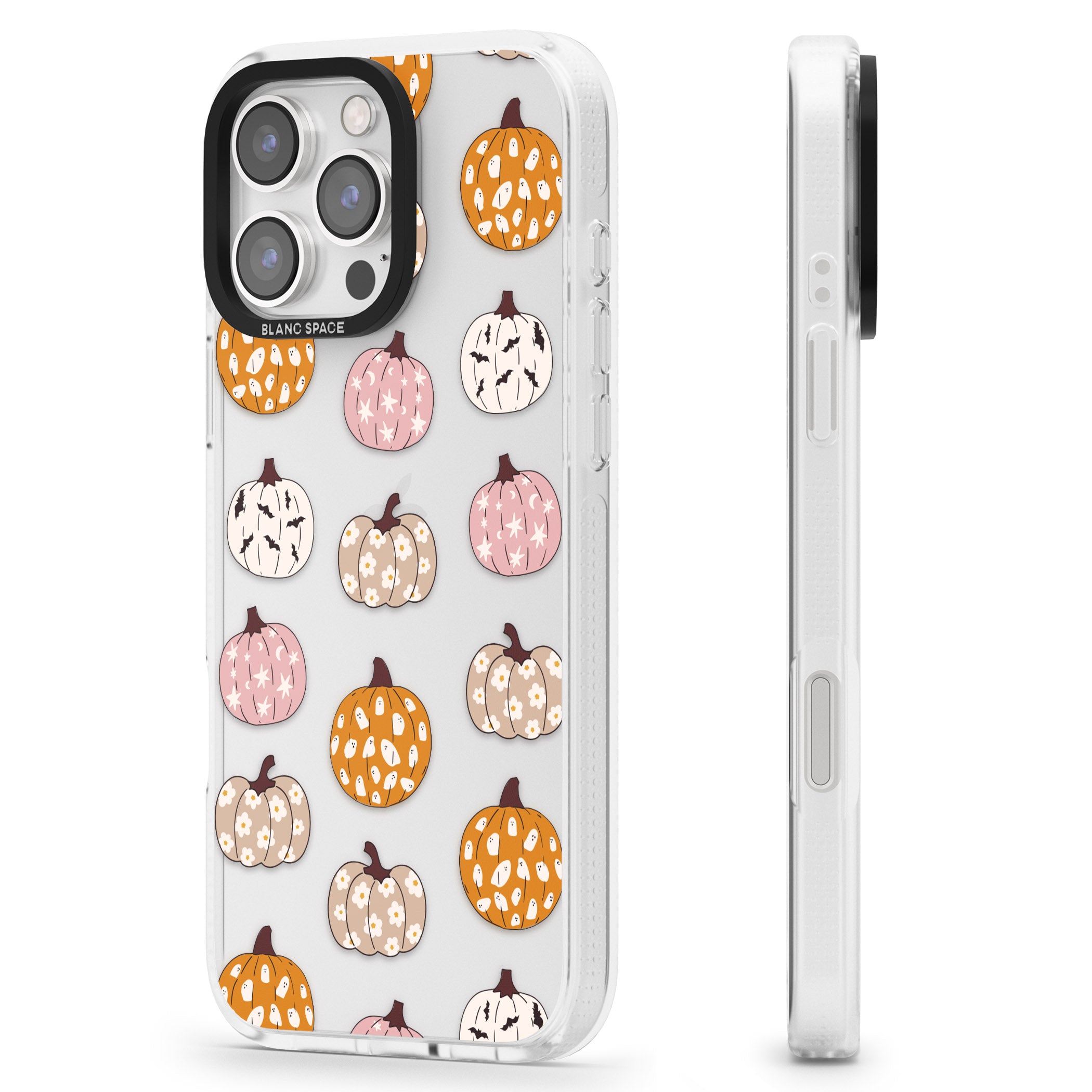Floral Pumpkins iPhone 16 Pro Max / 16 Pro Clear Case Impact Air - Blanc Space